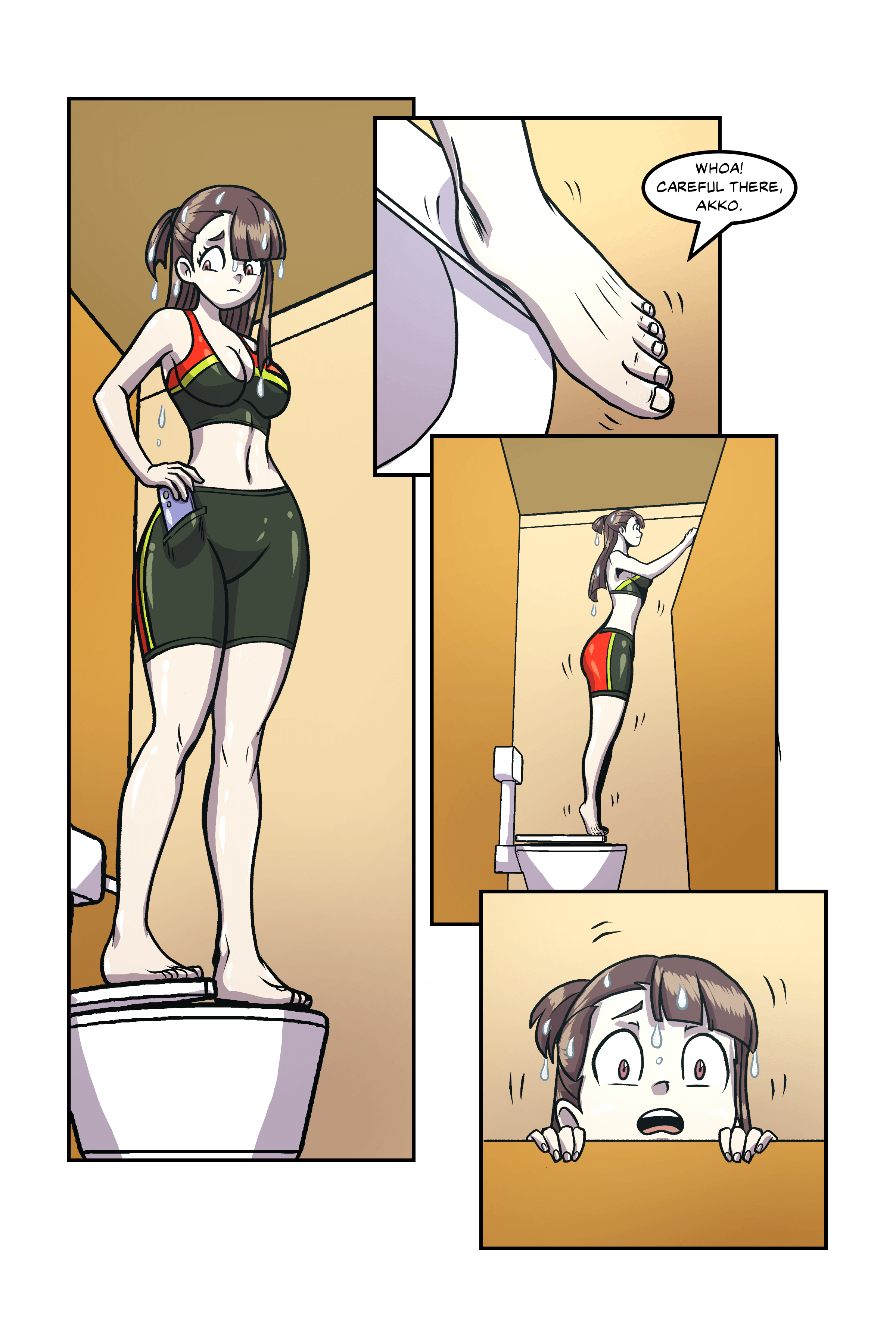 Akko Kagari, Sucy Manbavaran, Diana Cavendish and the blue team in LWA: Bathroom Incident Pages 67-77 [Little Witch Academia] - Little Witch Academia