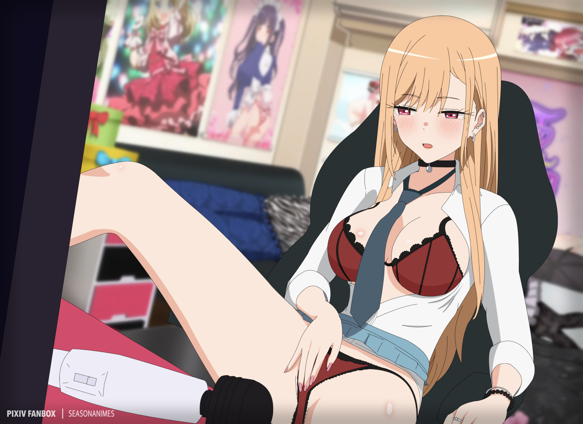 Masturbating over her panties (MasturbationHentai Anime GIF)