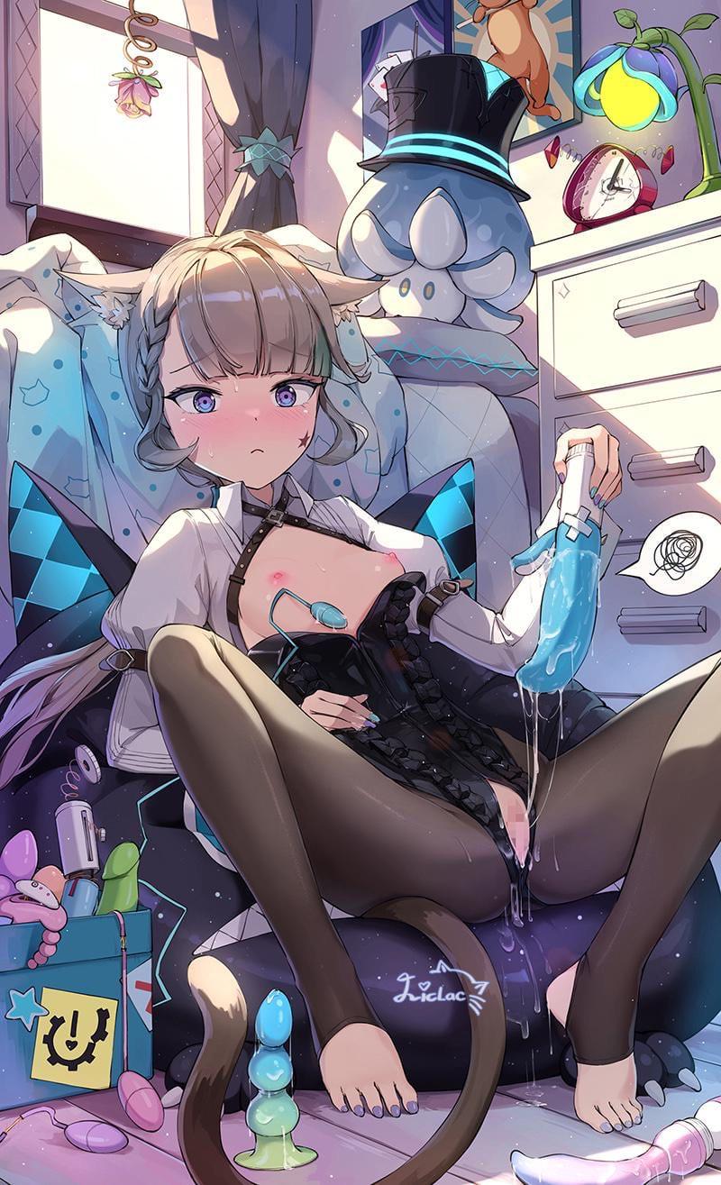 Lynette trying out new toys (MasturbationHentai Anime GIF)
