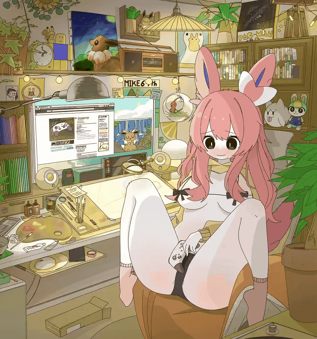 I Guess there's no toy nearby, so this'll have to do for now (MasturbationHentai Anime GIF)