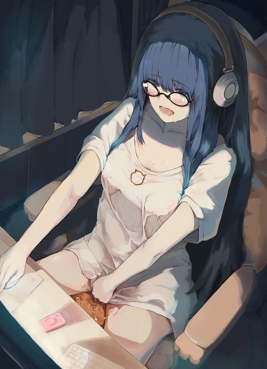 Gaming time is the perfect time for it (MasturbationHentai Anime GIF)
