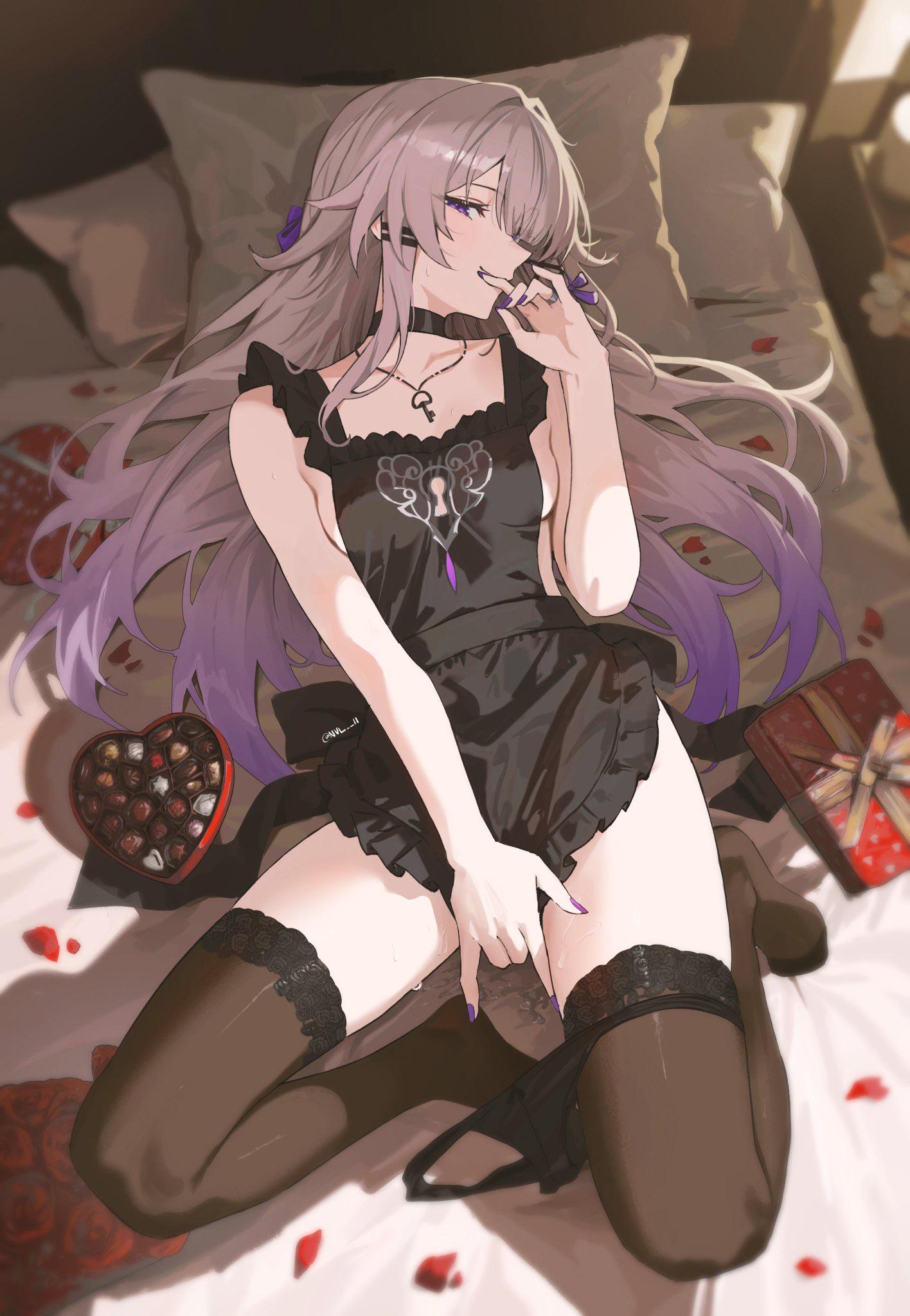 self pleasure can be elegant too :3 (MasturbationHentai Anime GIF)