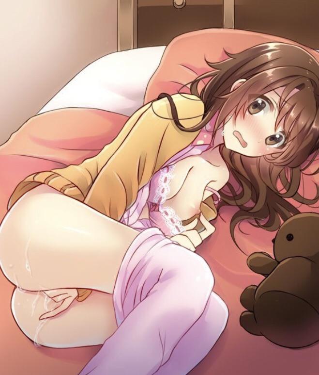 WH-WHAT ARE YOU DOING IN HERE?! (MasturbationHentai Anime GIF)