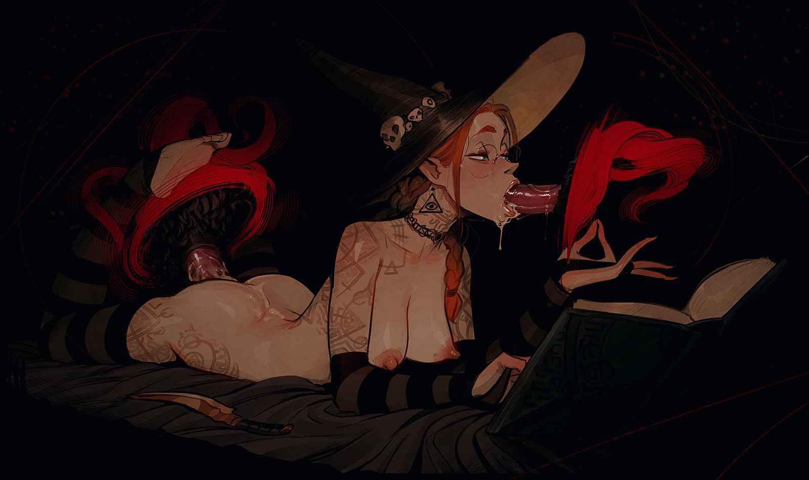 A witch who wields her powers in the best way. (MasturbationHentai Anime GIF)