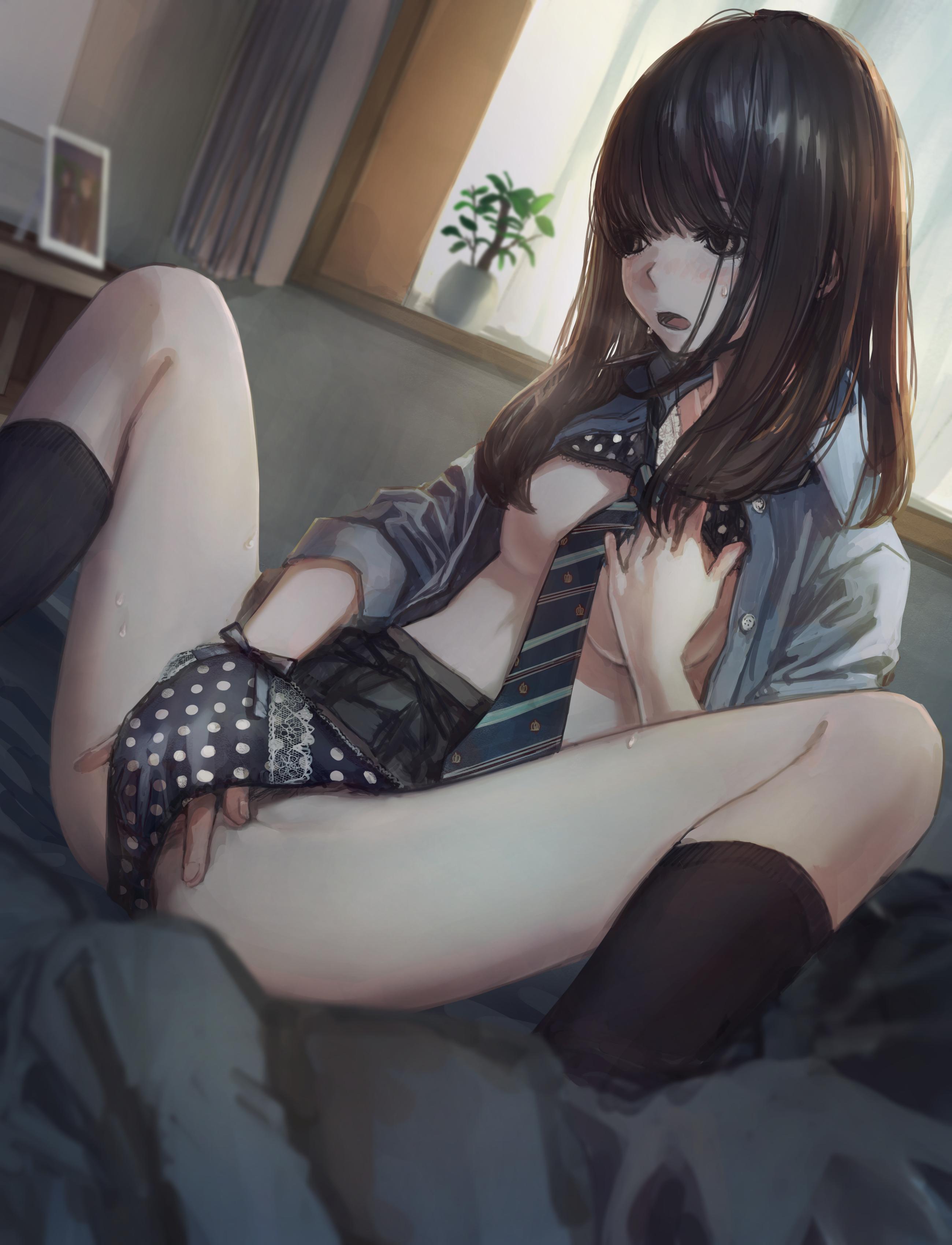 Pleasuring herself (MasturbationHentai Anime GIF)