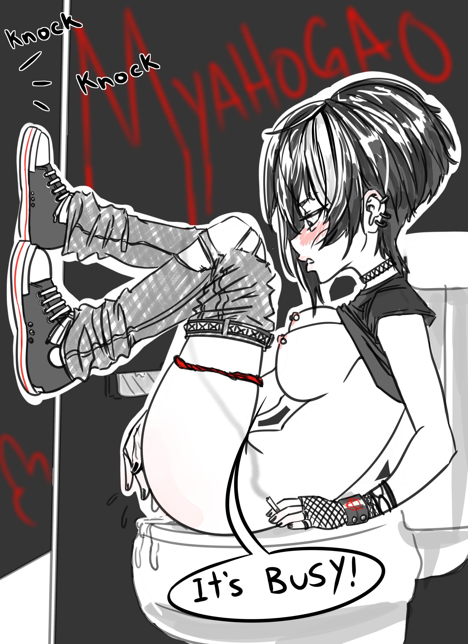 Using the stall. (MasturbationHentai Anime GIF)