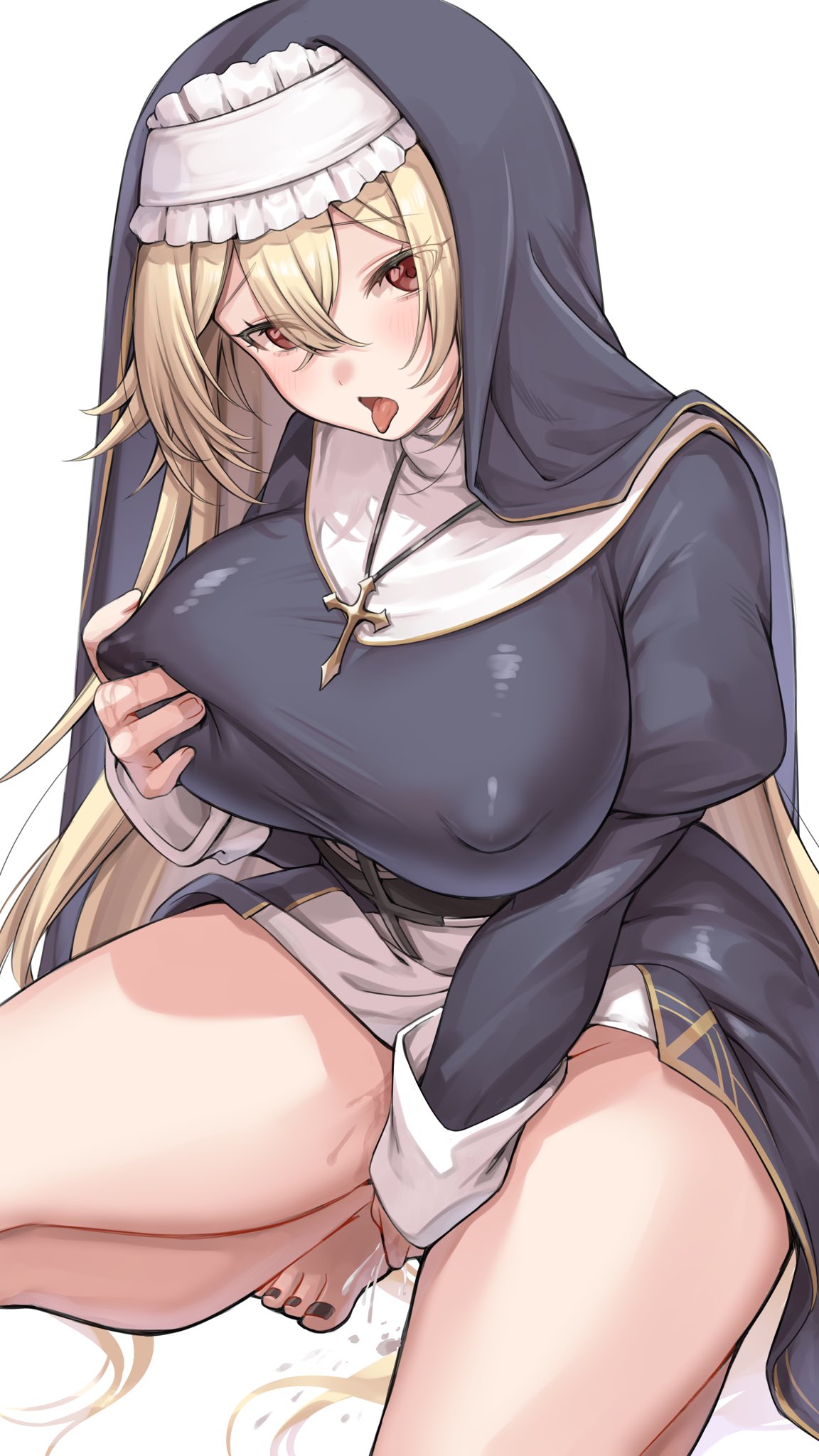 Nun playing with herself (MasturbationHentai Anime GIF)