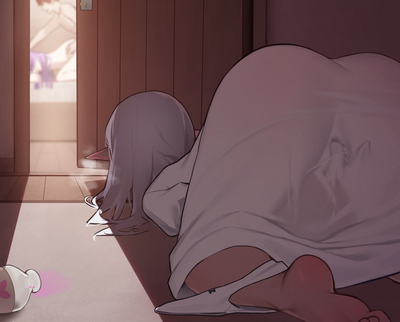 Frieren heard the voices and couldn't control herself (MasturbationHentai Anime GIF)