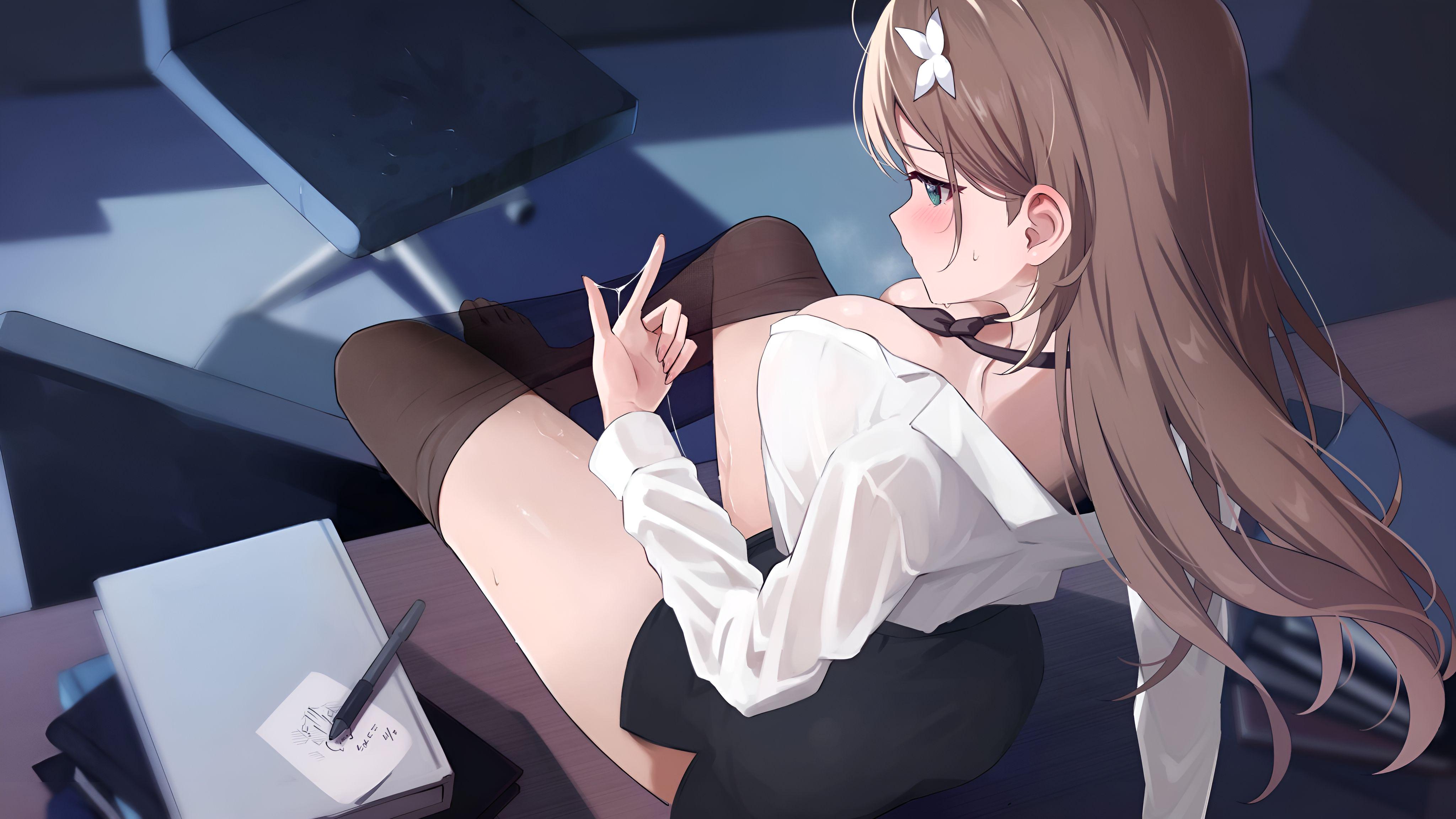 Got her fingers all sticky (MasturbationHentai Anime GIF)