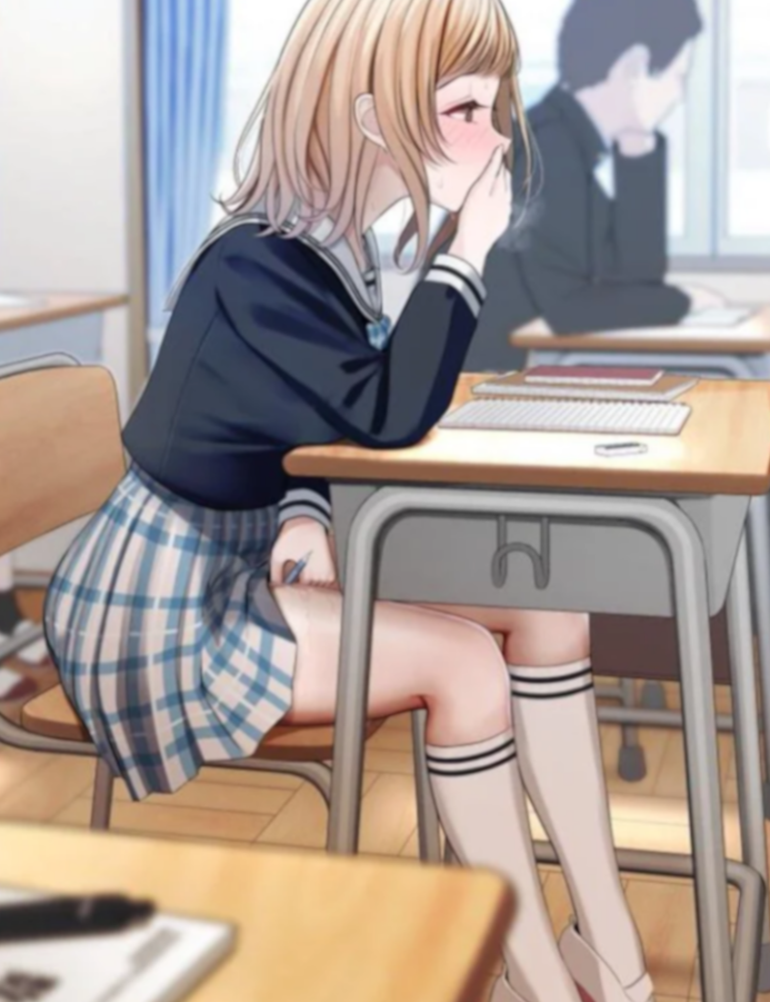 Sneaky inside the class (MasturbationHentai Anime GIF)
