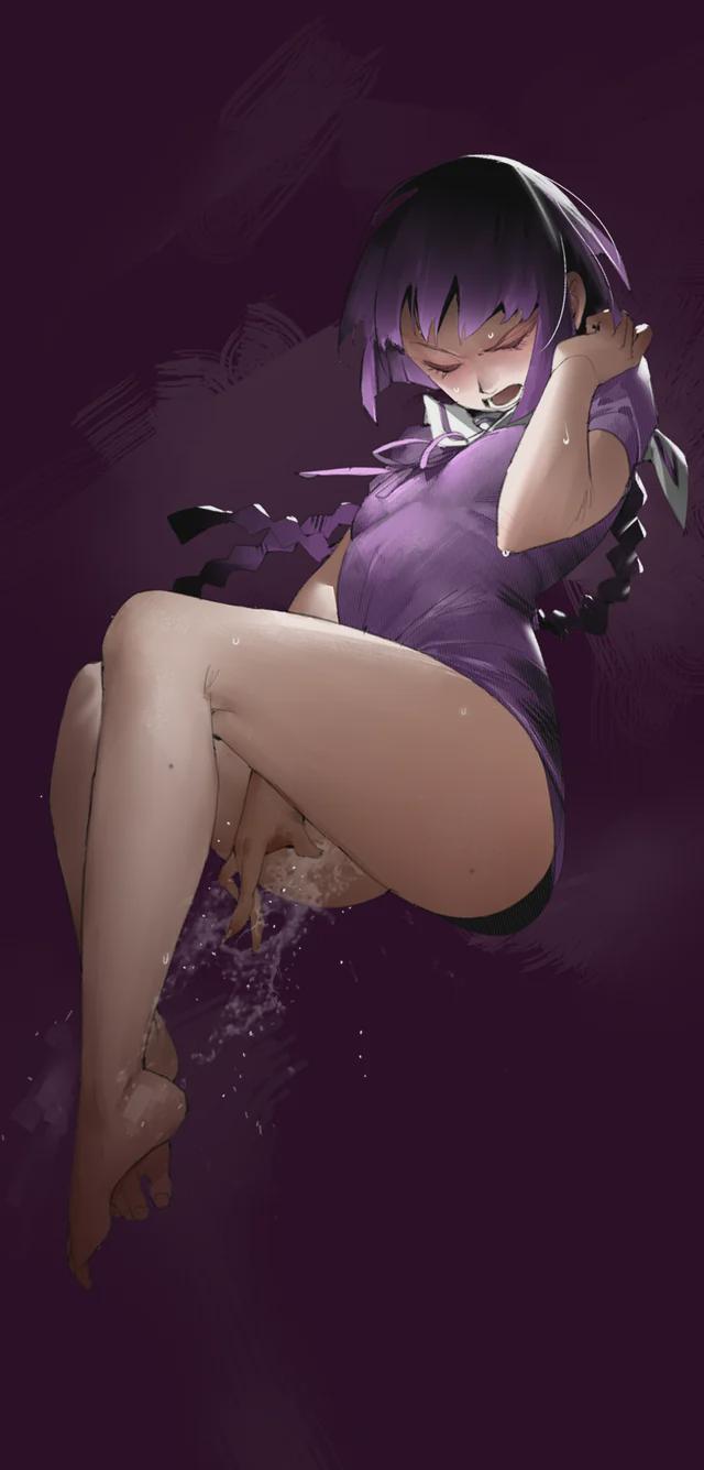 alone time in-between training.. (MasturbationHentai Anime GIF)