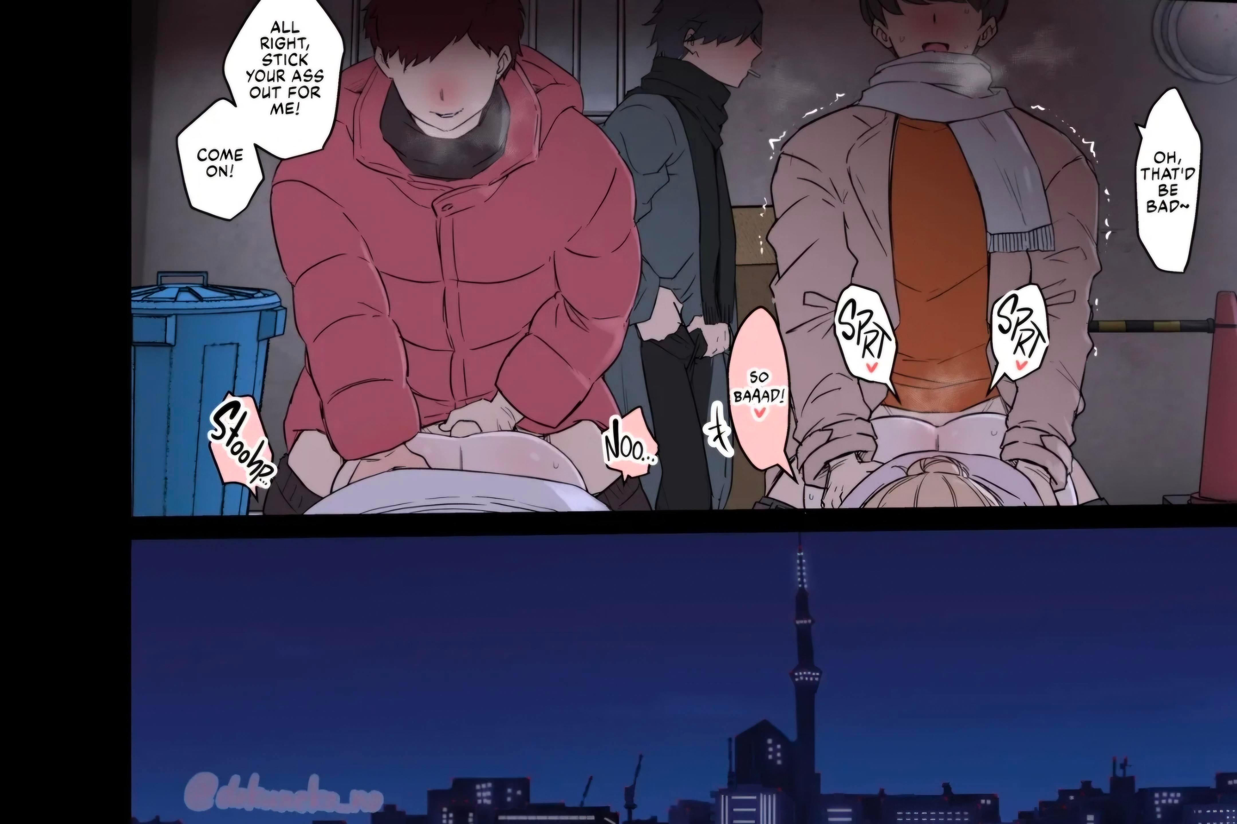 Two Friends getting bred together in a back alley. (Public Hentai Anime GIF)