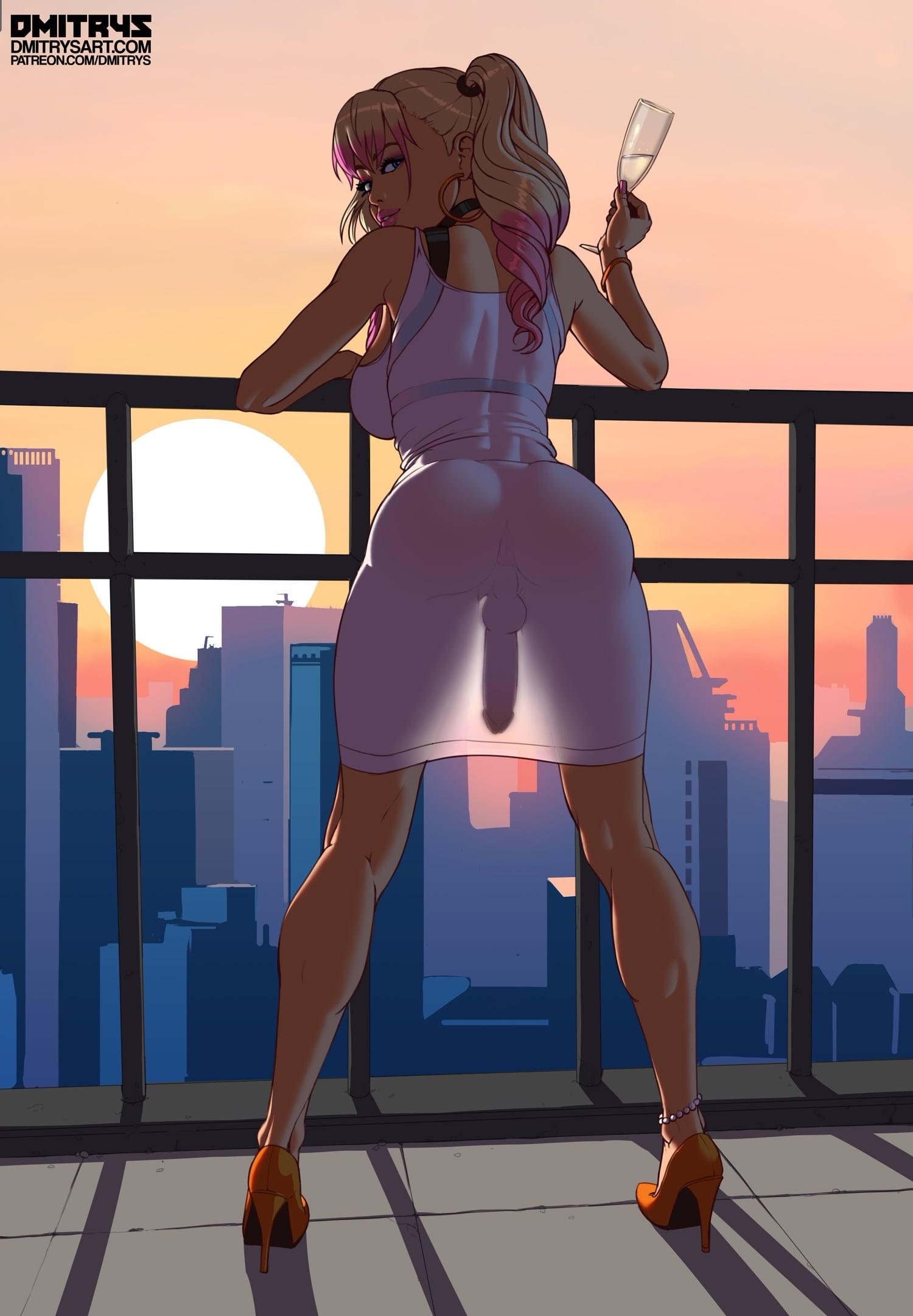 Man I love these balcony views dont you (Public Hentai Anime GIF)