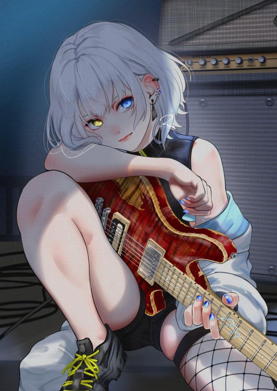 Raana with her guitar [BanG Dream!] (noir2more) - BanG Dream!