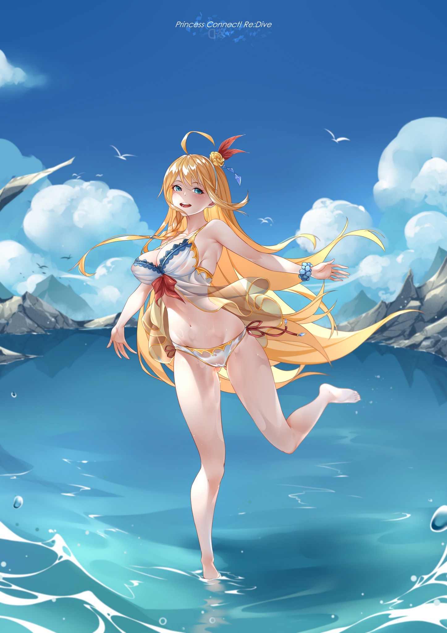 Pecorine frolicking in the seawater (D. JOKO) [Princess Connect! Re:Dive] - D. JOKO
