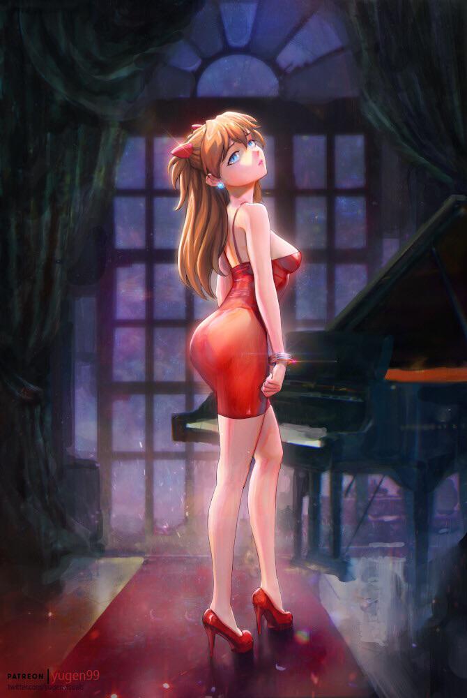 Asuka Stunning in a Red Dress (by yugen99) [Evangelion] - by yugen99