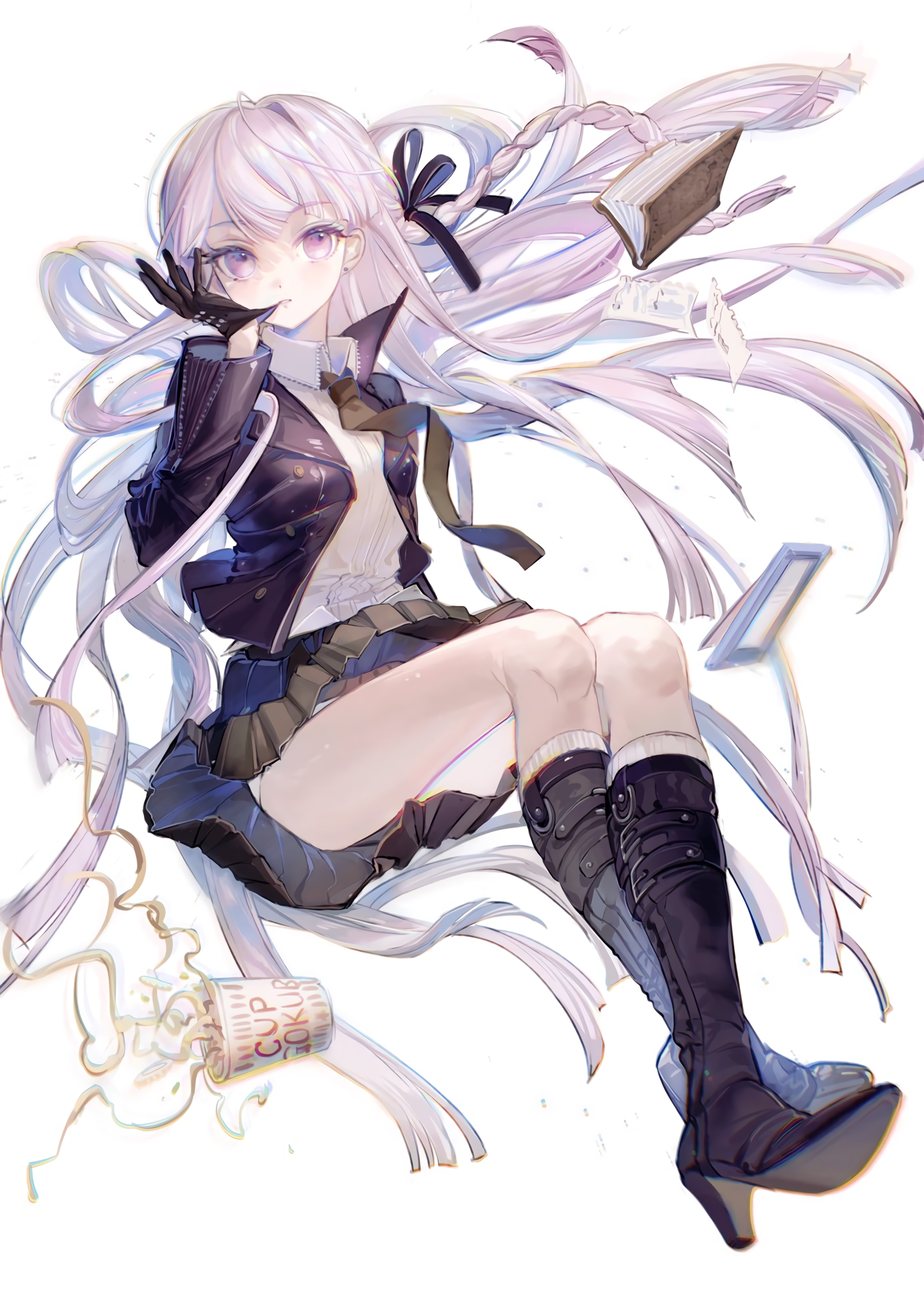 Adjusting gloves and opened book [Danganronpa Series] - Danganronpa Series