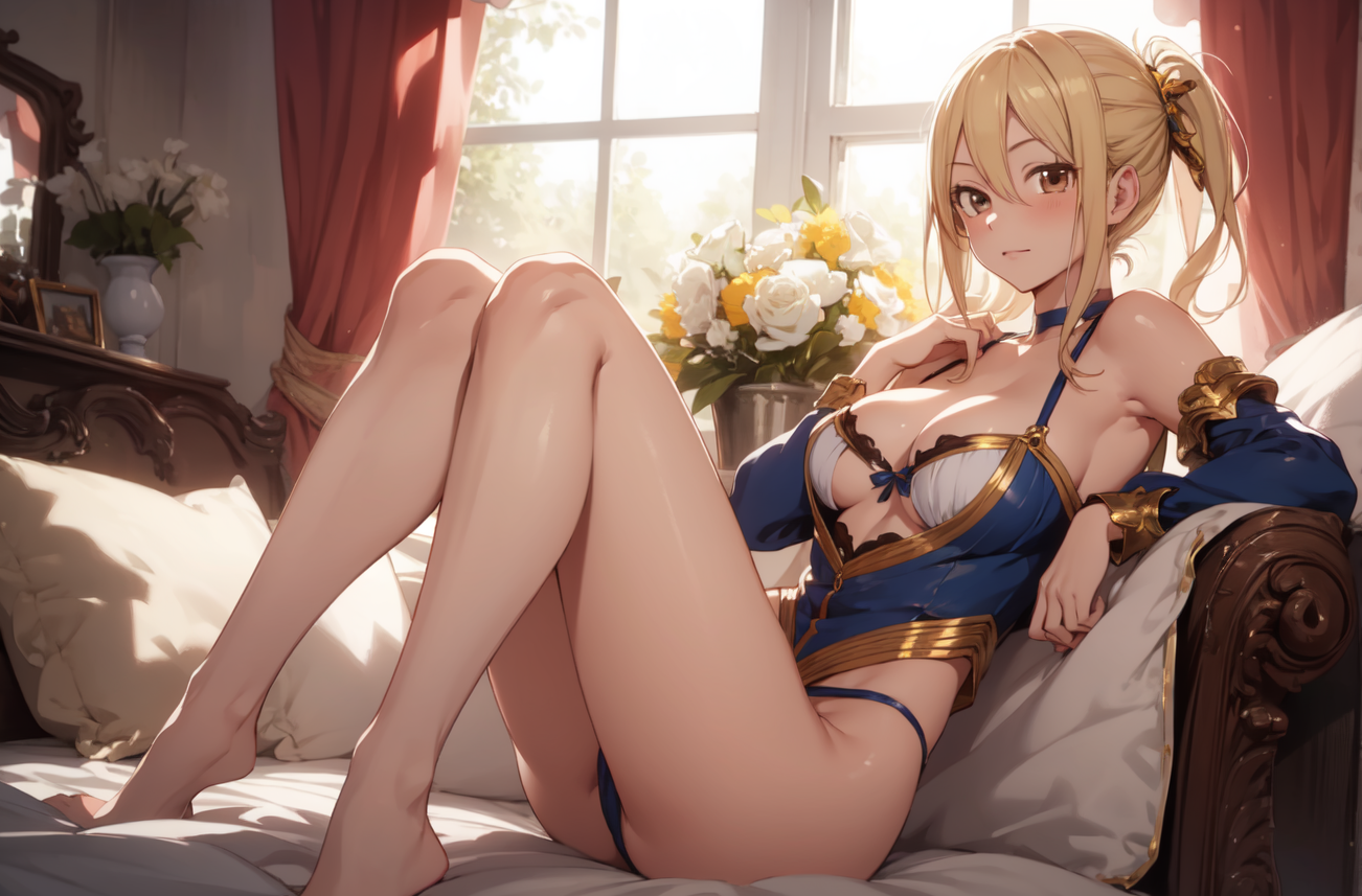 lucy heartfilia in bed (pixai) - pixai