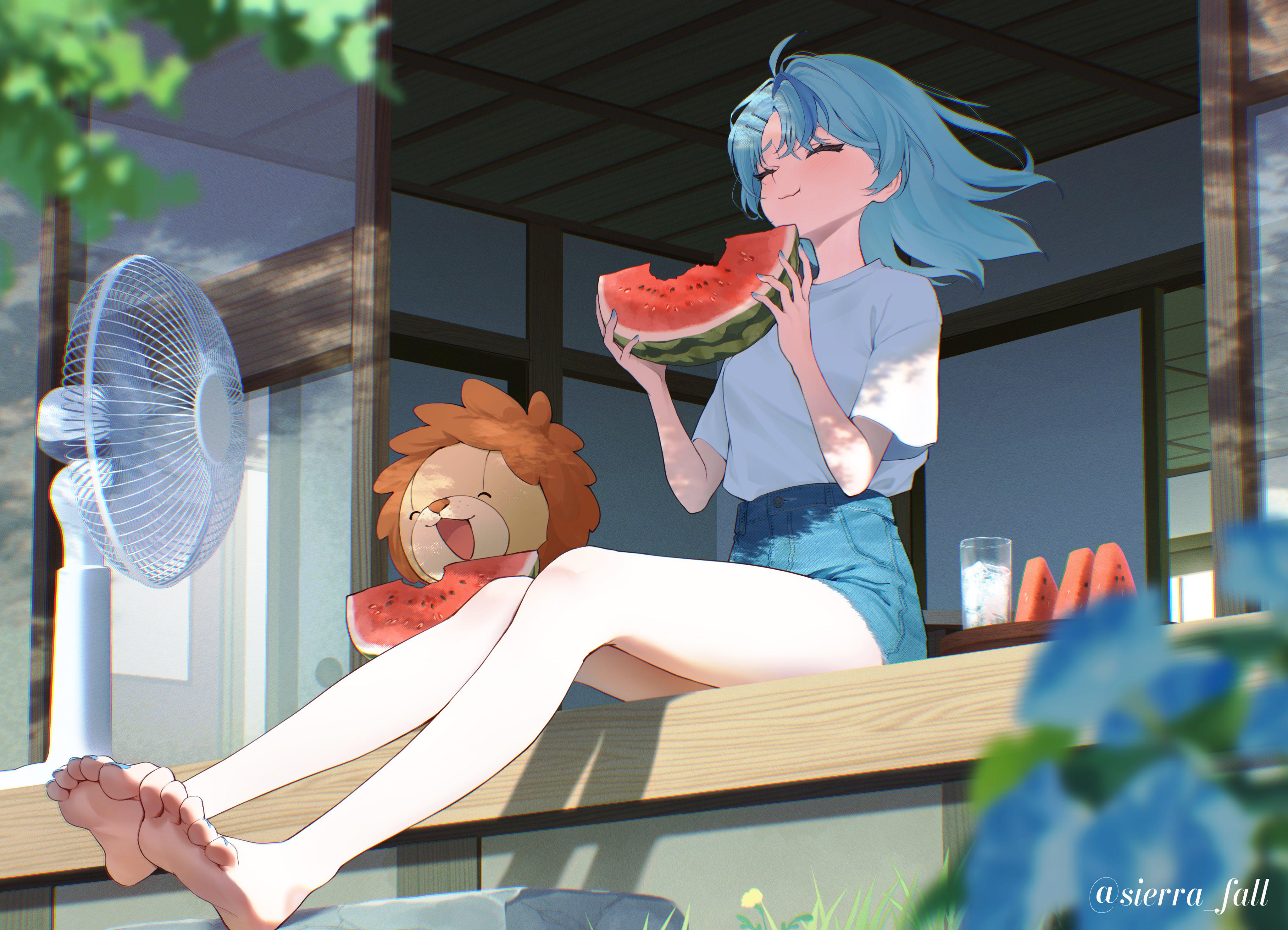 Tamanoi Nana Snacking On Watermelon [Nijisanji] - Nijisanji
