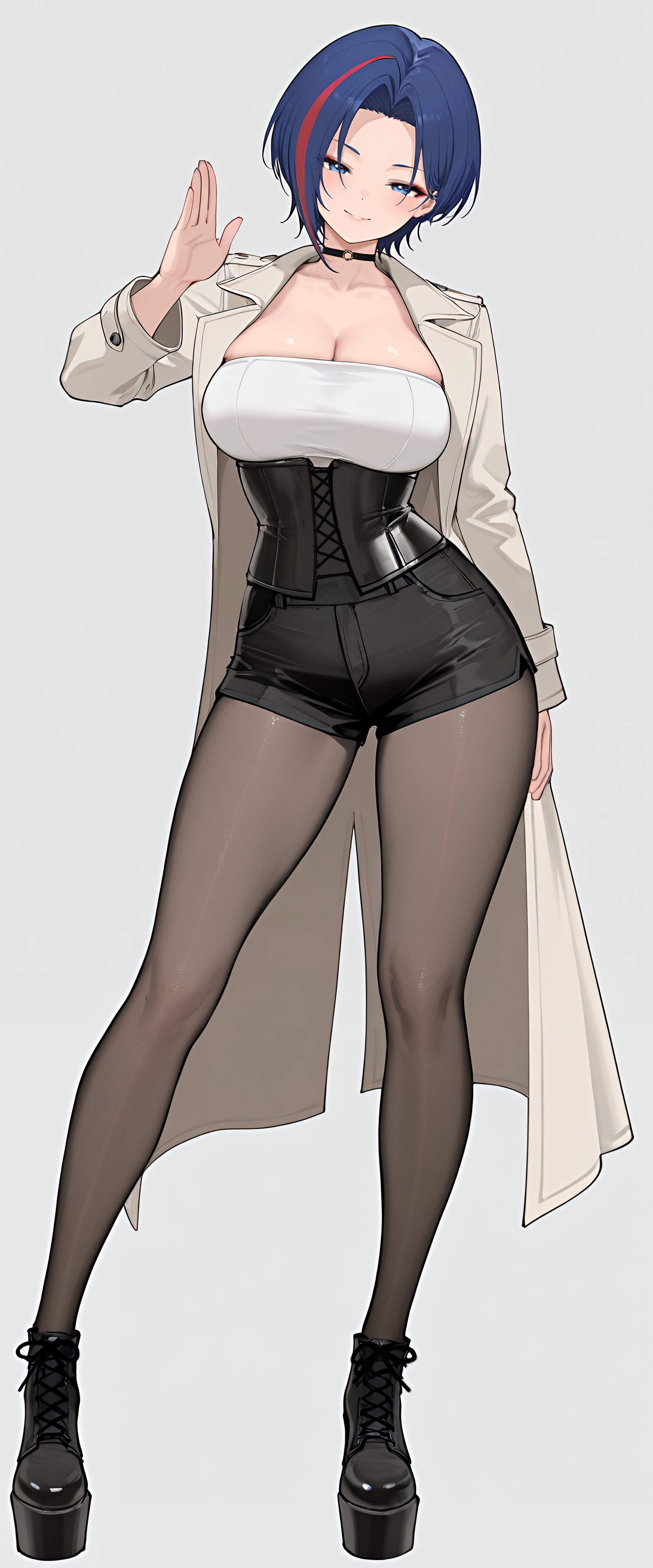 The Lethal Corset, Hotpants, & Long Coat Combo (animelegs Anime GIF)