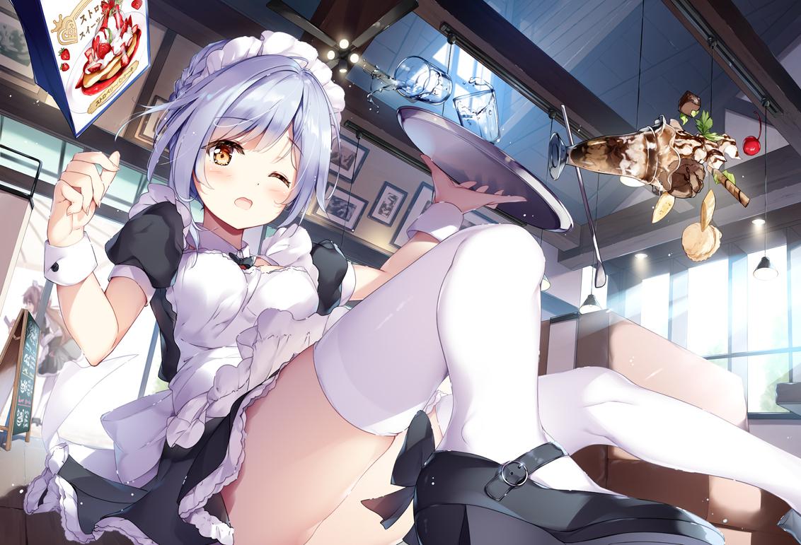 Maid Cafe mishap (animelegs Anime GIF)