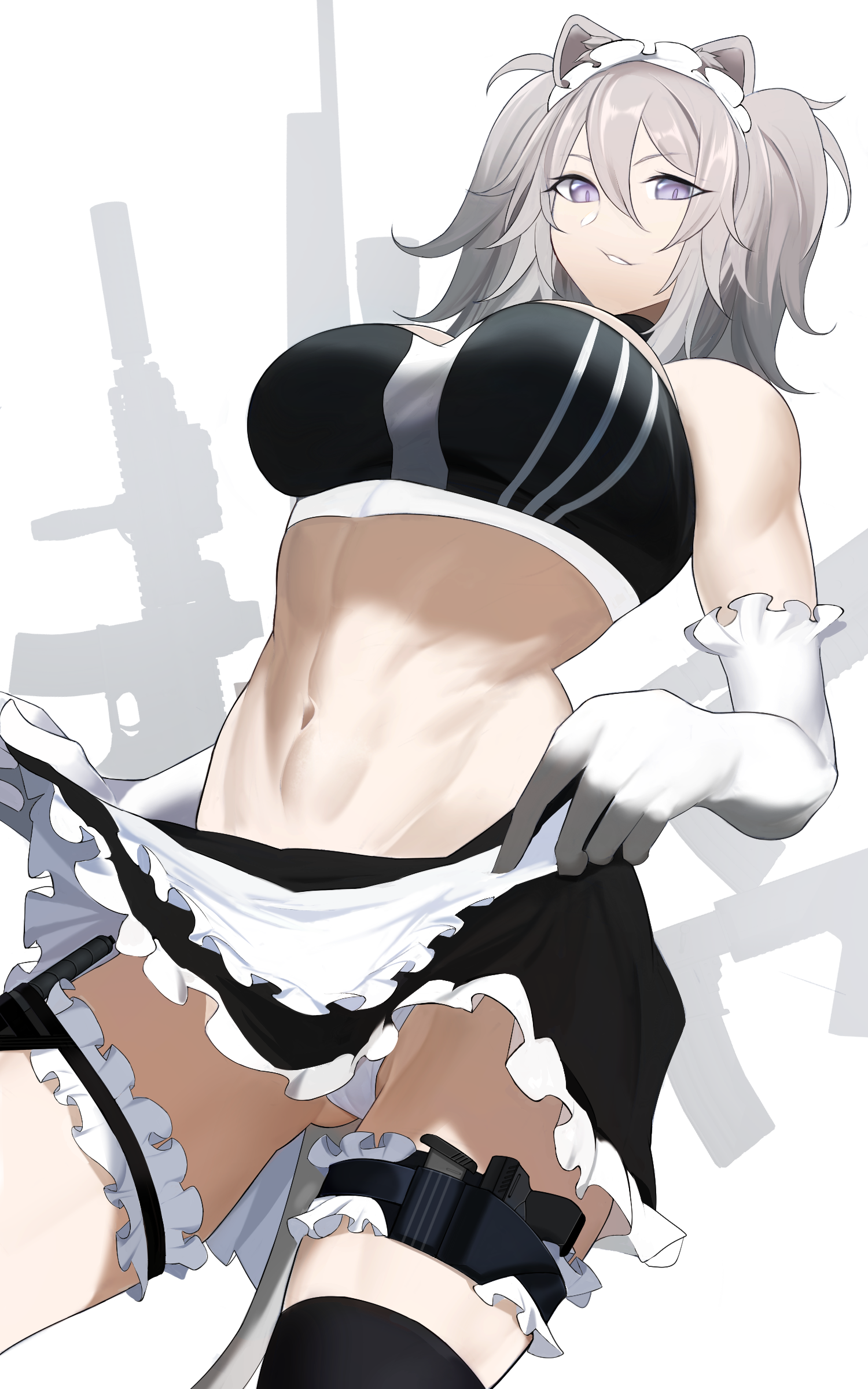 Botan is hiding her weapons under the maid skirt. (animelegs Anime GIF)