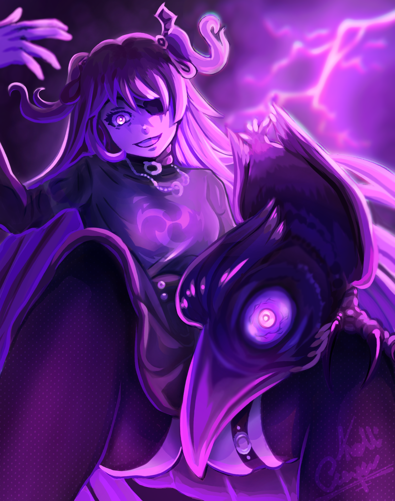 Genshin Impact Fanart - Sexy Fischl in my style💜 (animelegs Anime GIF)