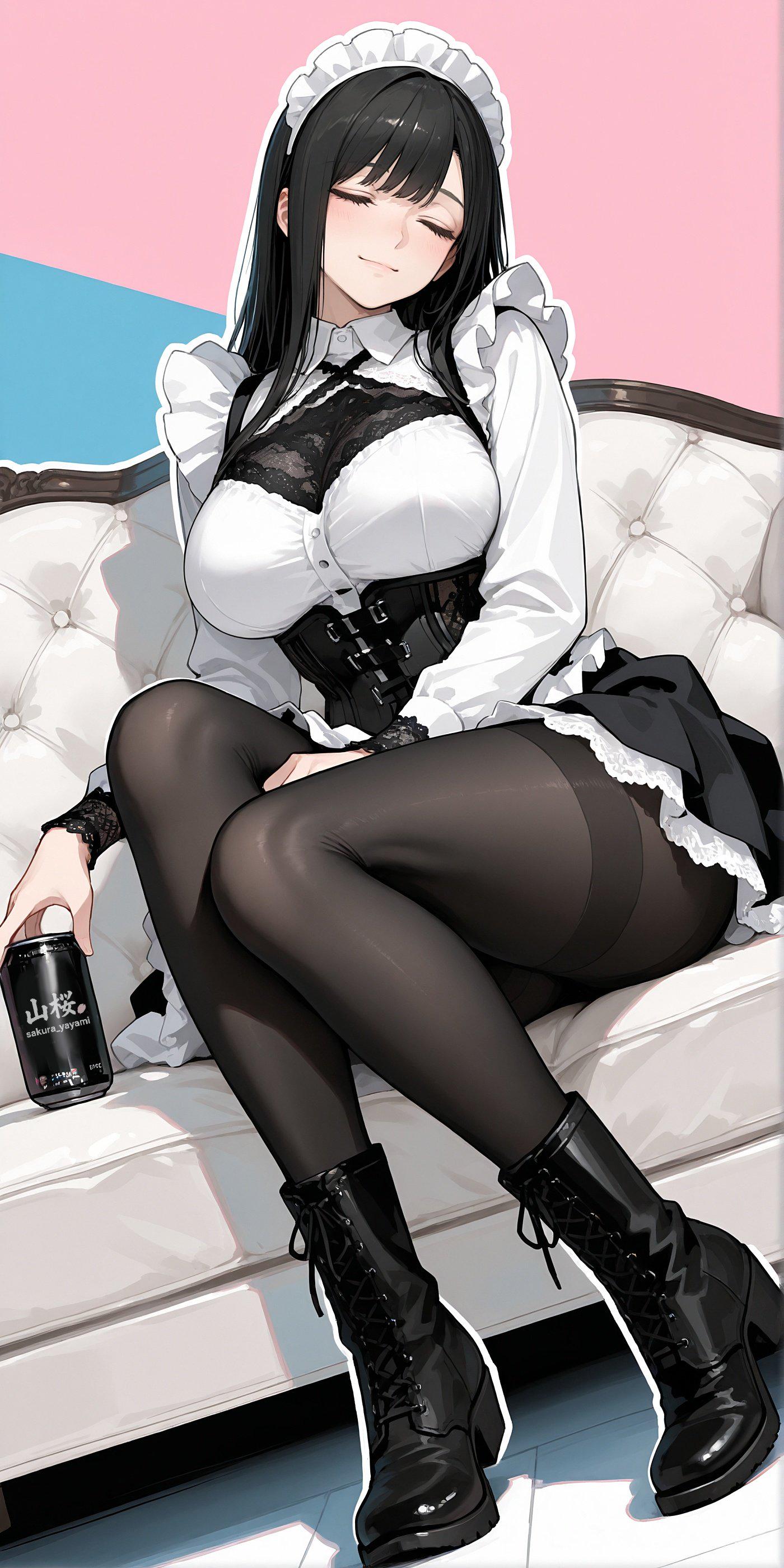 Cold Beer After Maid Duties (animelegs Anime GIF)