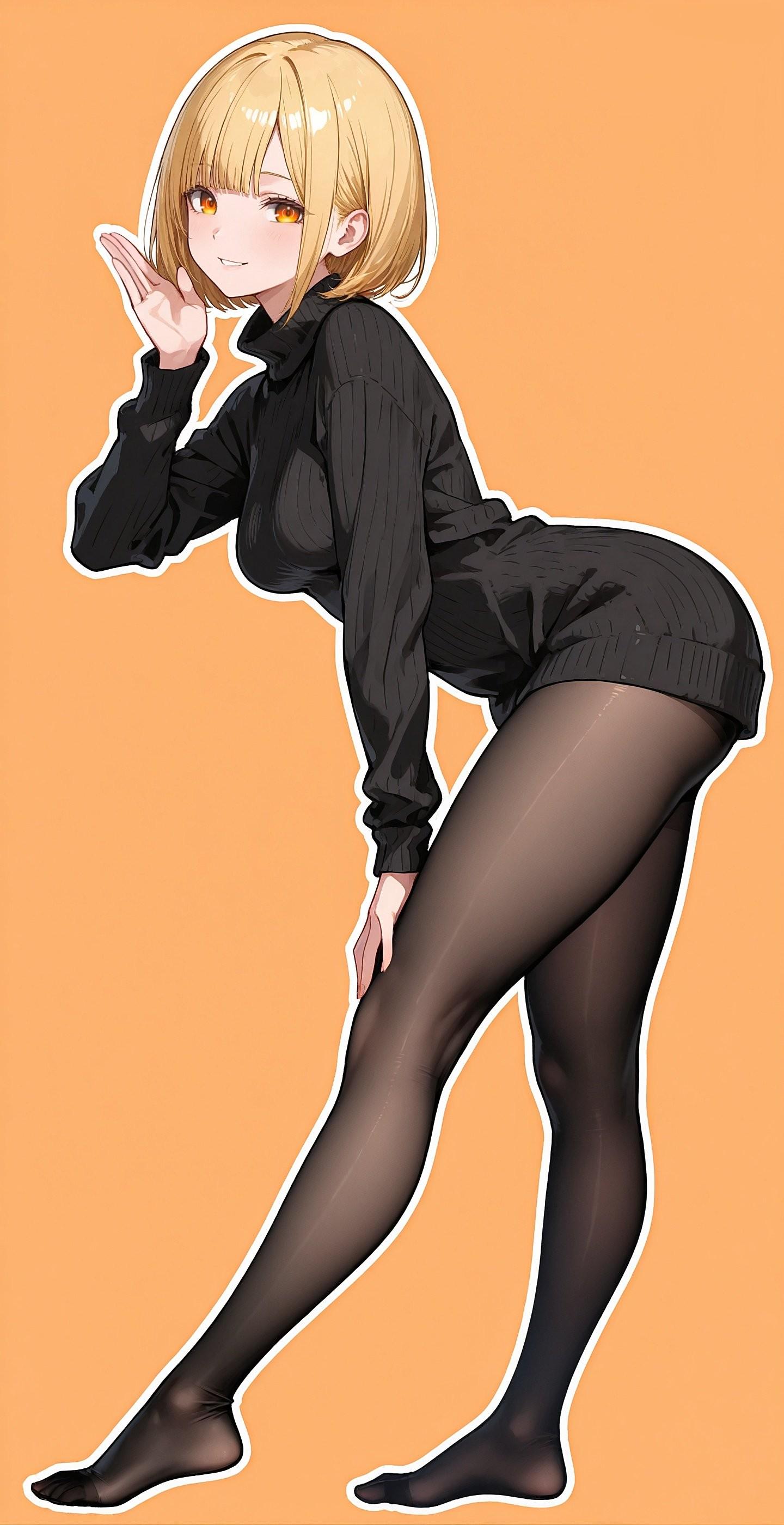Black Sweater & Tights (animelegs Anime GIF)