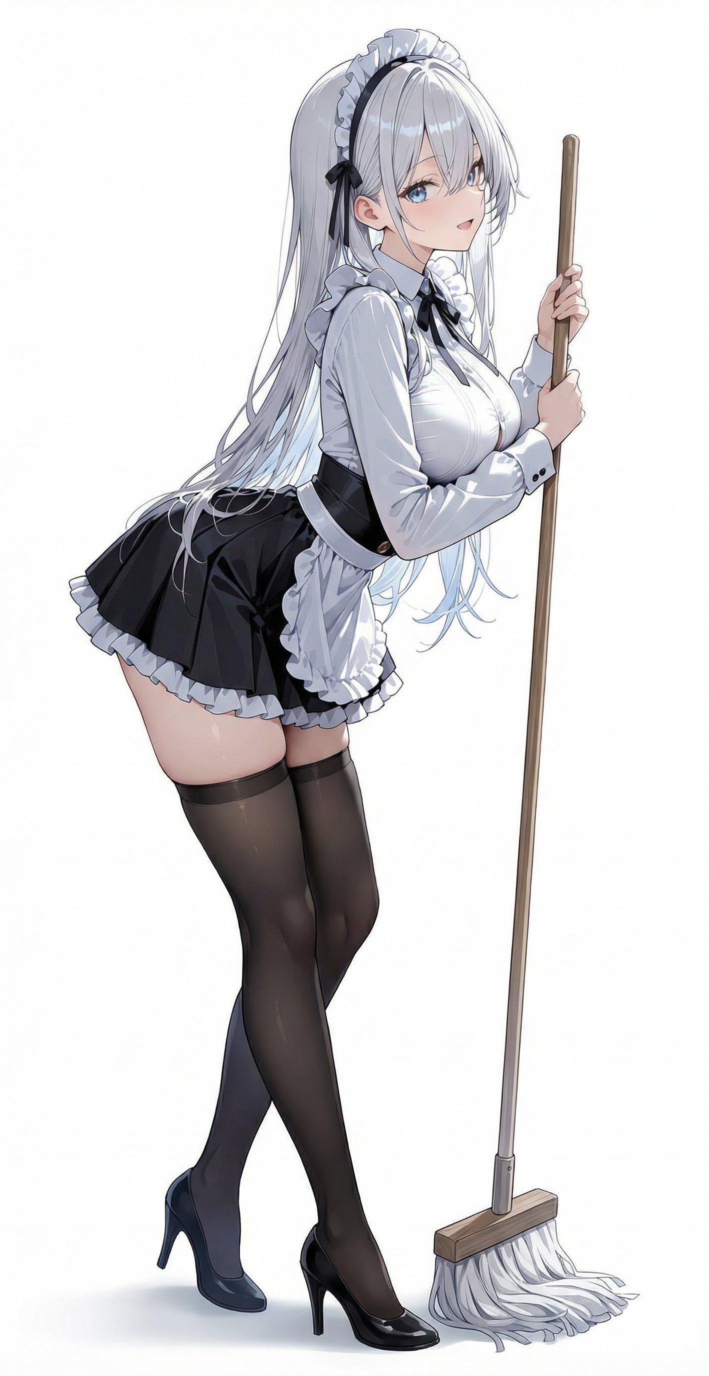Maid on Mop Duty (animelegs Anime GIF)