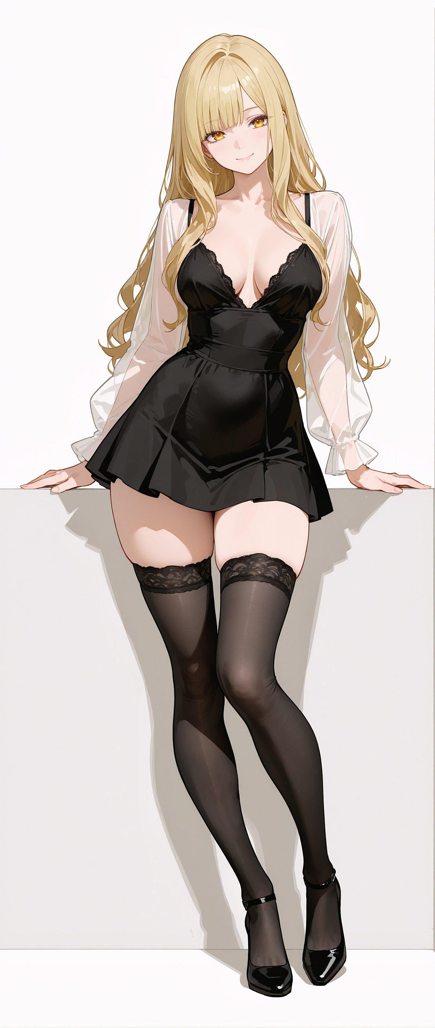 Black Nightwear & Thigh-Highs (animelegs Anime GIF)