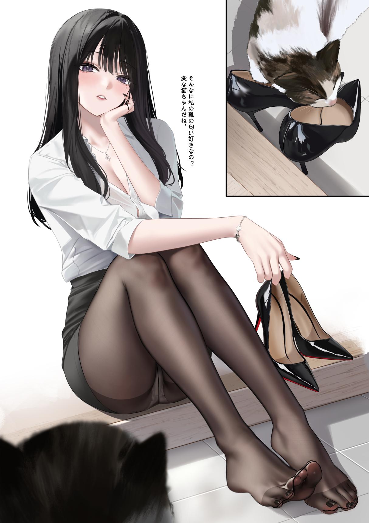 Office Lady & her Cat [Artist's Original] - Artist's Original