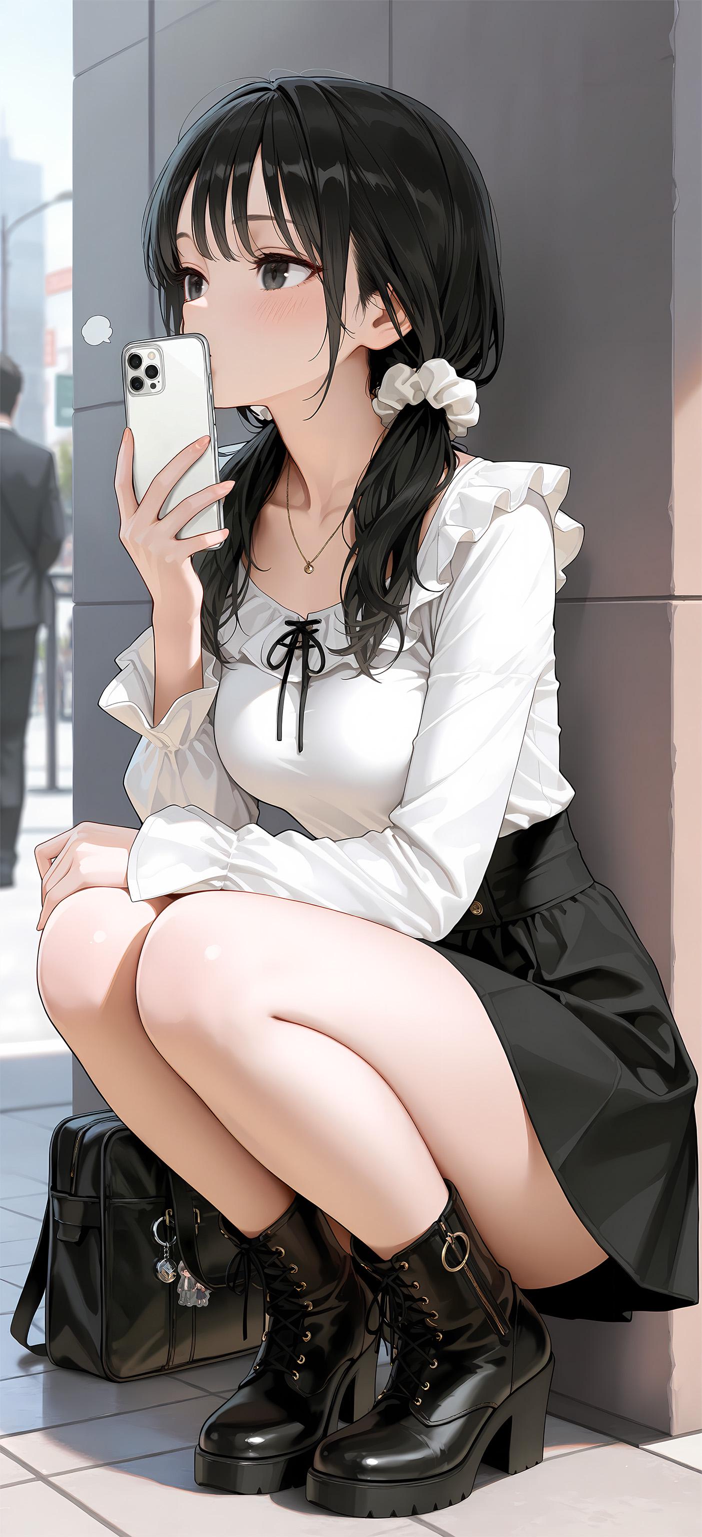 Waiting by the Wall (animelegs Anime GIF)