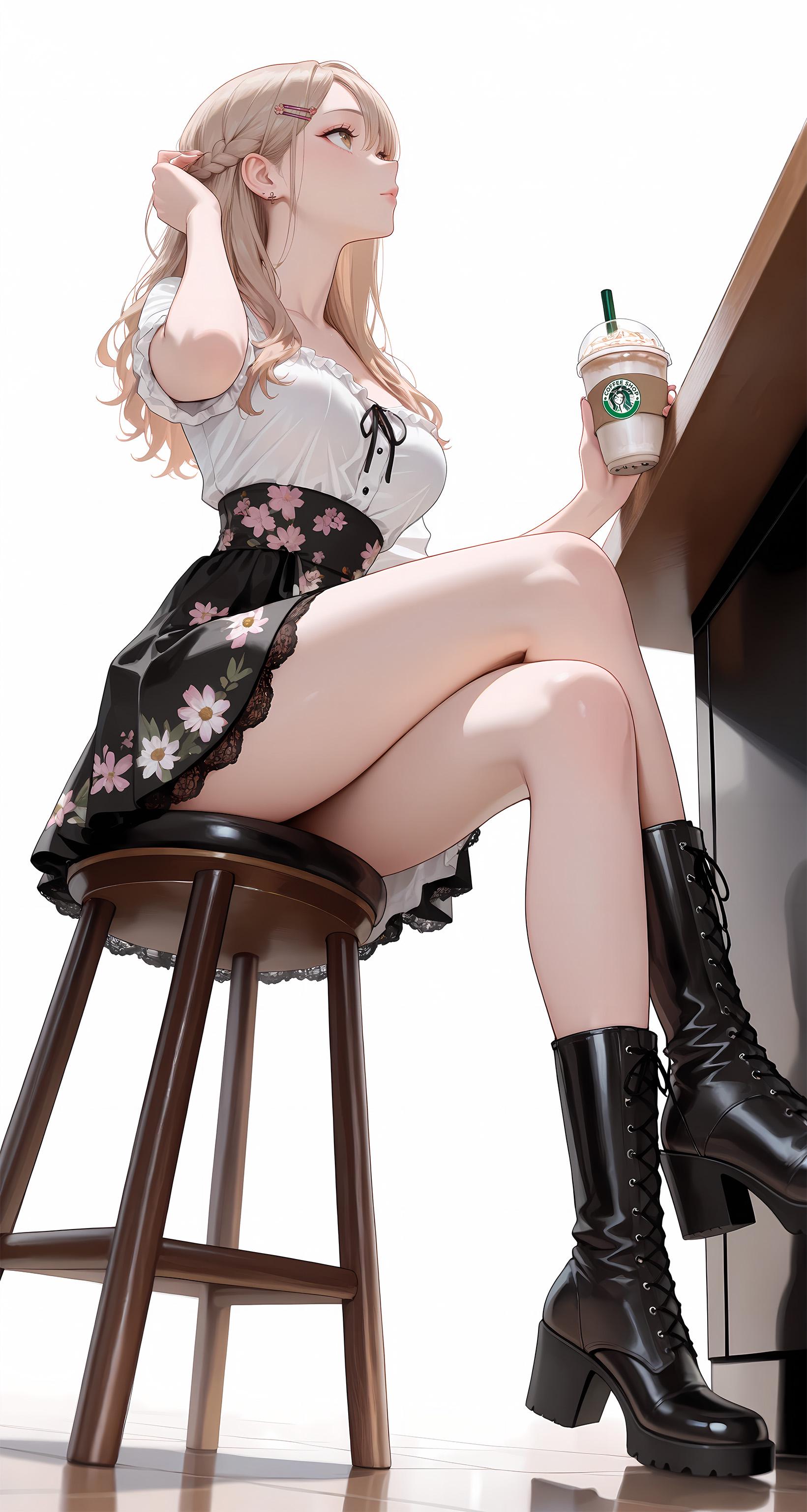 Coffee Date with a Gyaru (animelegs Anime GIF)