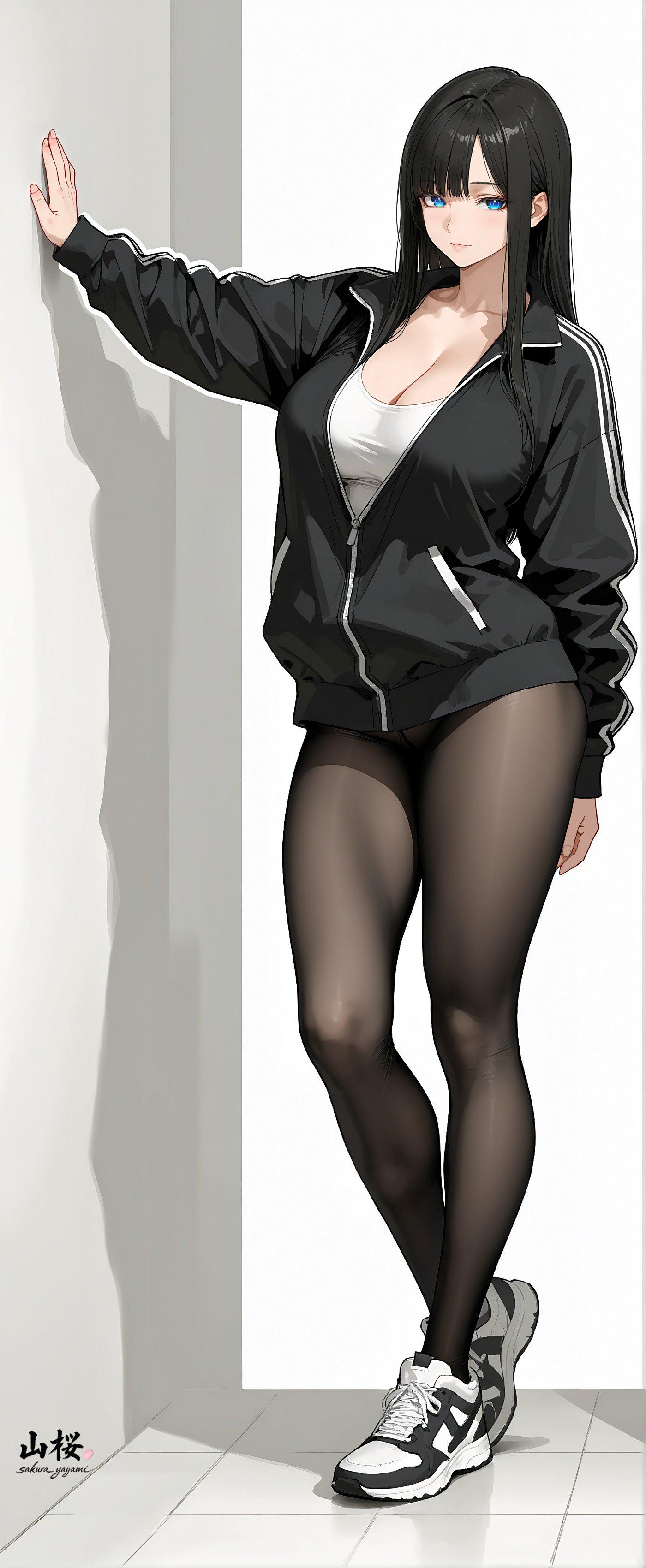 Black Track Jacket & Tights (animelegs Anime GIF)