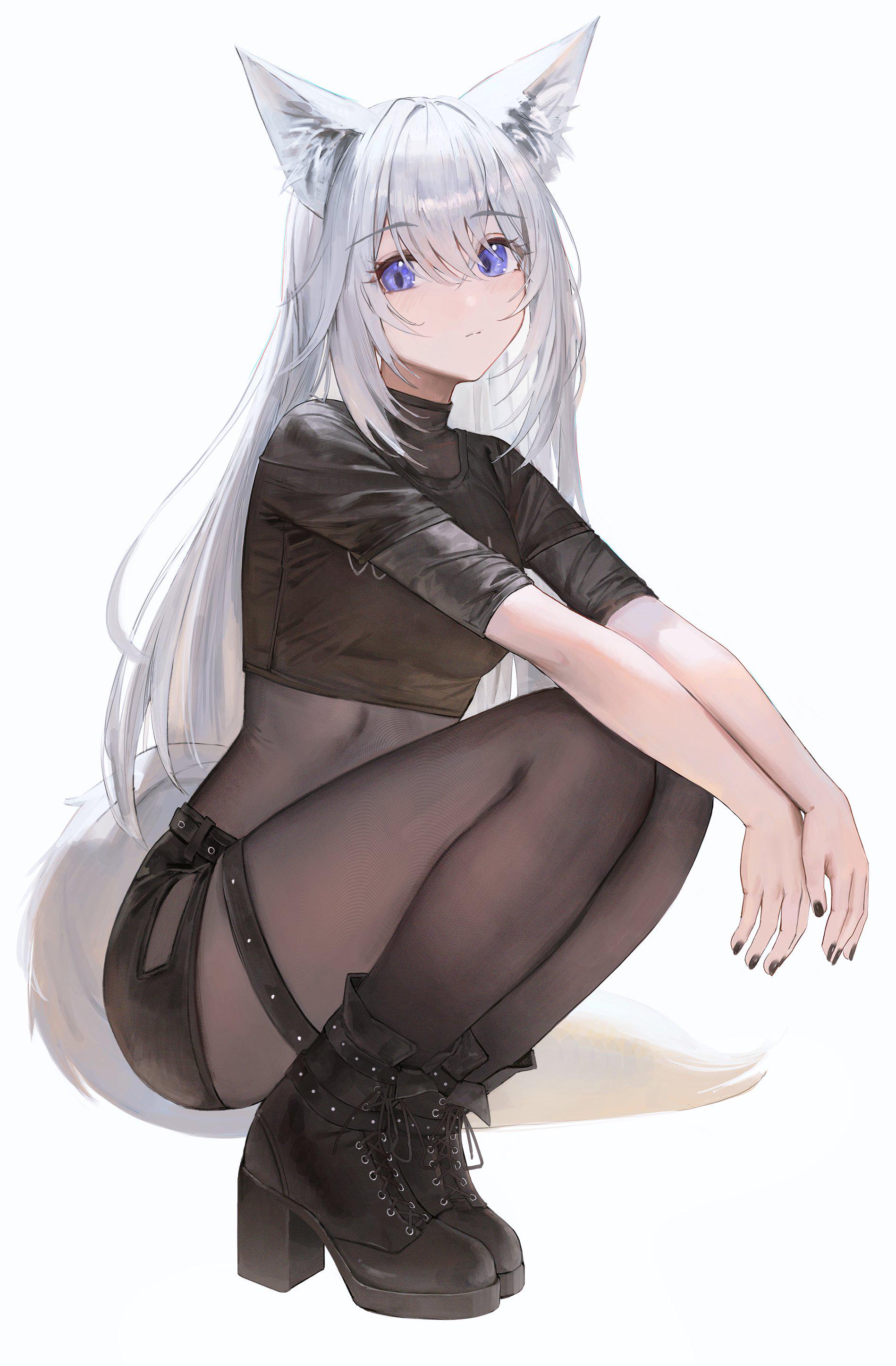 Silver Fox in Black [Artist's Original] - Artist's Original