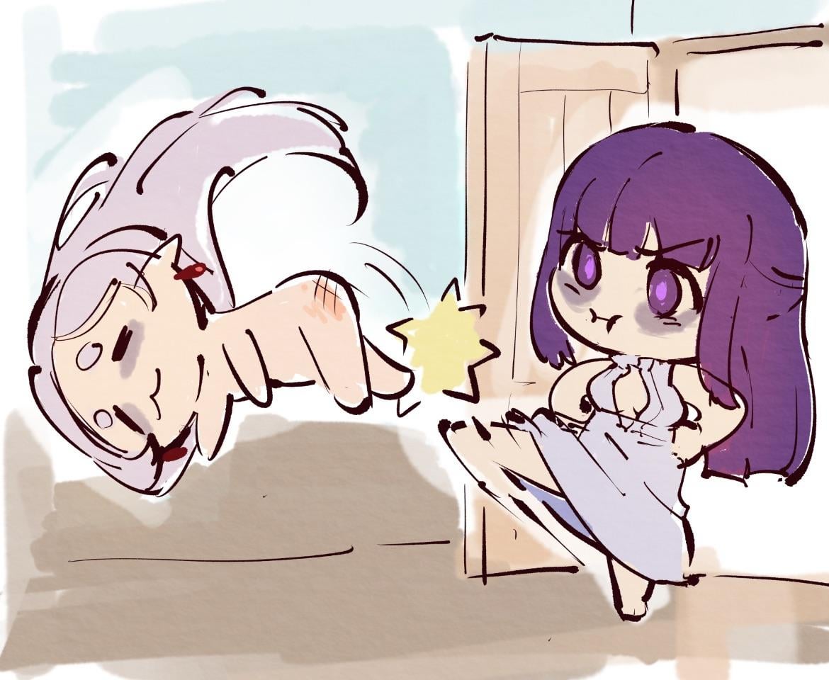 Frieren masturbating while Fern sleeps (MasturbationHentai Anime GIF)