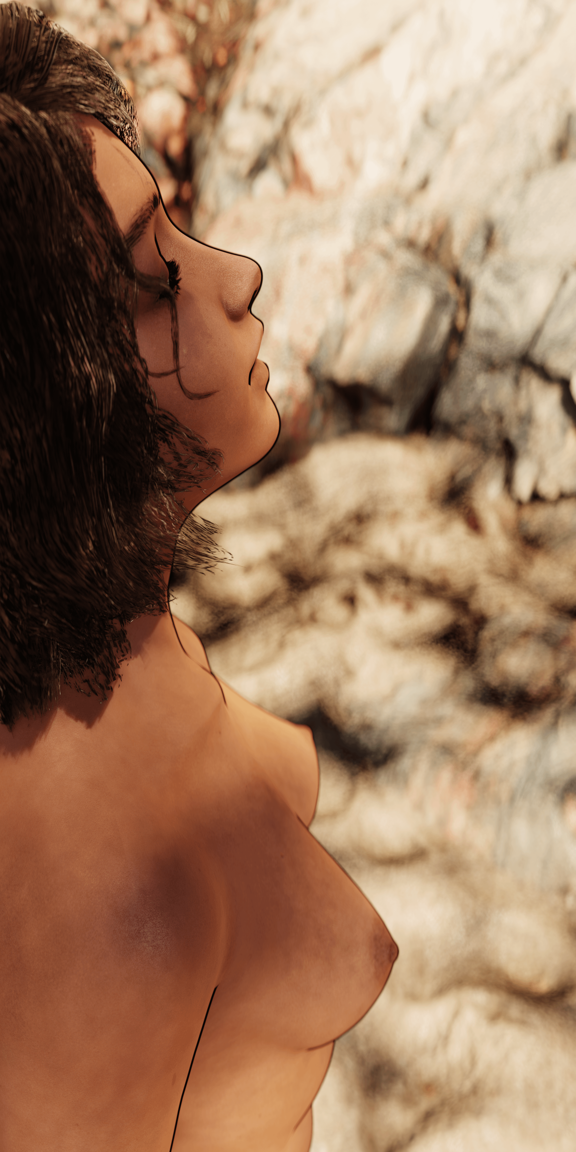 Drills3D Studio Custom adult Clementine model masturbating on the beach (MasturbationHentai Anime GIF)