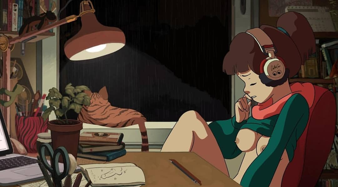 Enjoying my loneliness (MasturbationHentai Anime GIF)