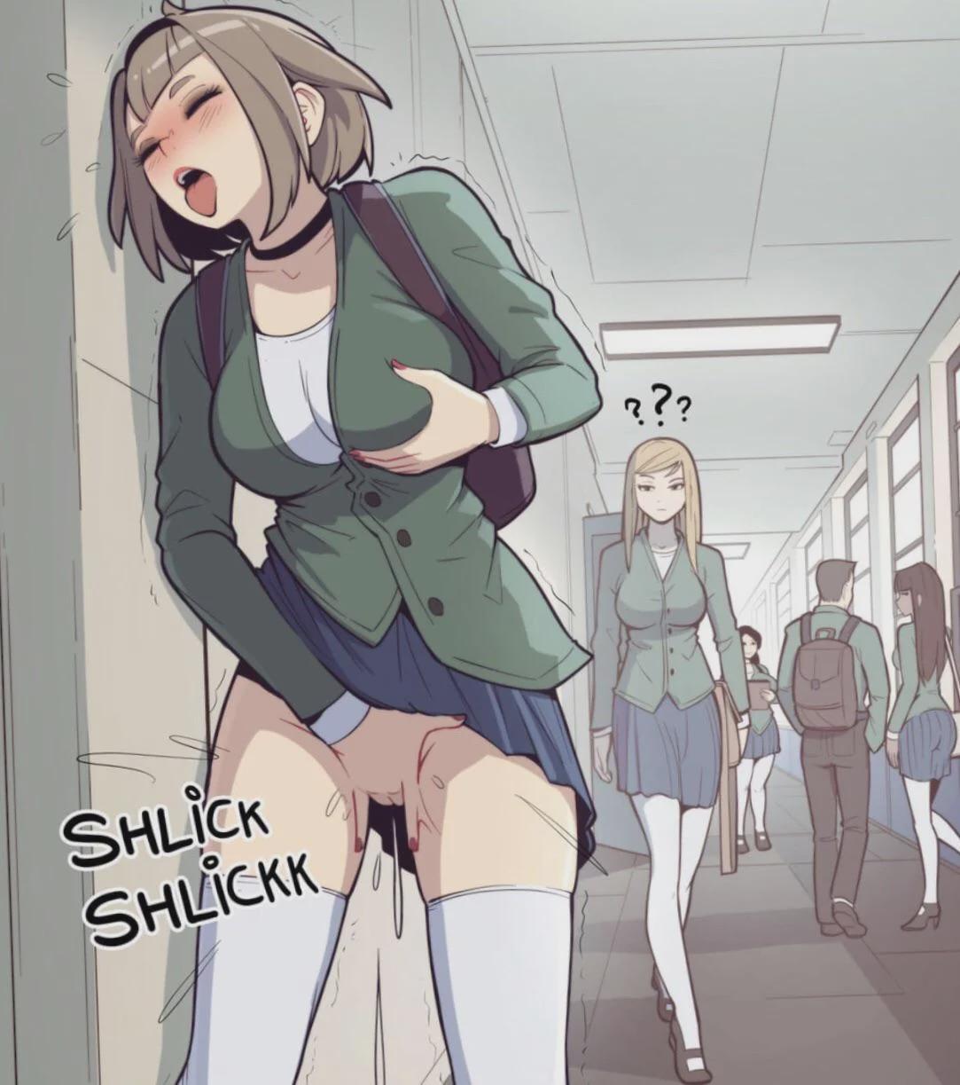 Right before the class (MasturbationHentai Anime GIF)