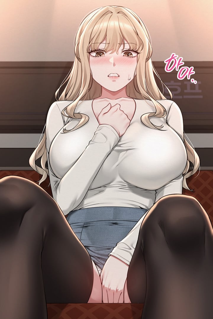 Blonde using vibrator while going out with friends! (MasturbationHentai Anime GIF)