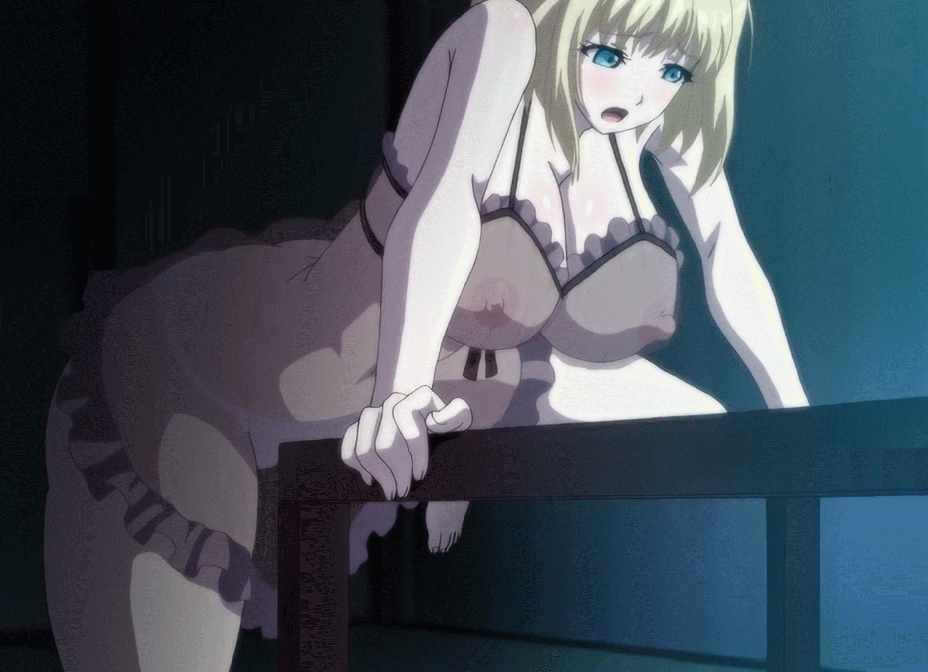 Haah~♡ I just can't control myself even when I need to sleep~ (MasturbationHentai Anime GIF)
