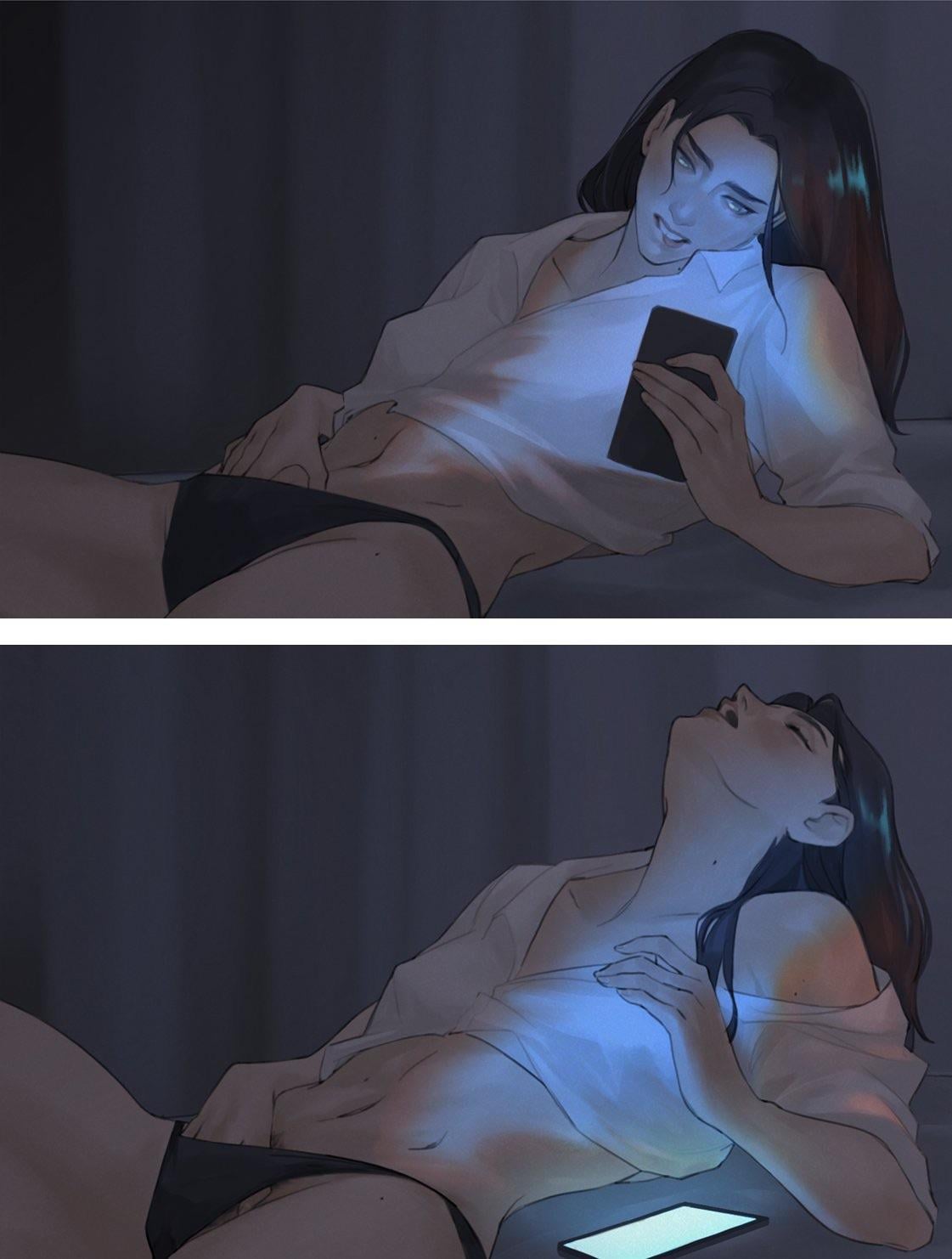 Getting off to her (MasturbationHentai Anime GIF)