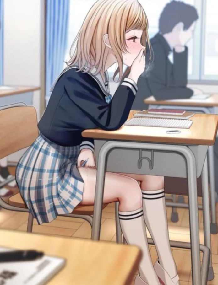 Spice up the boring class (MasturbationHentai Anime GIF)