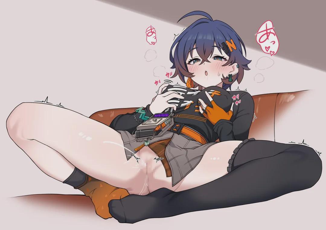 Squirting from nipple stimulation (MasturbationHentai Anime GIF)