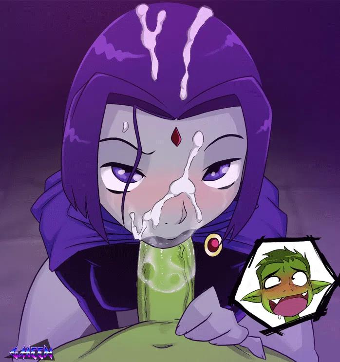 Raven let's loose (OralHentai Anime GIF)