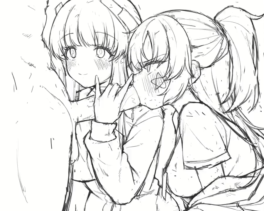 Yuuka & Noa giving a blowjob and handjob (OralHentai Anime GIF)