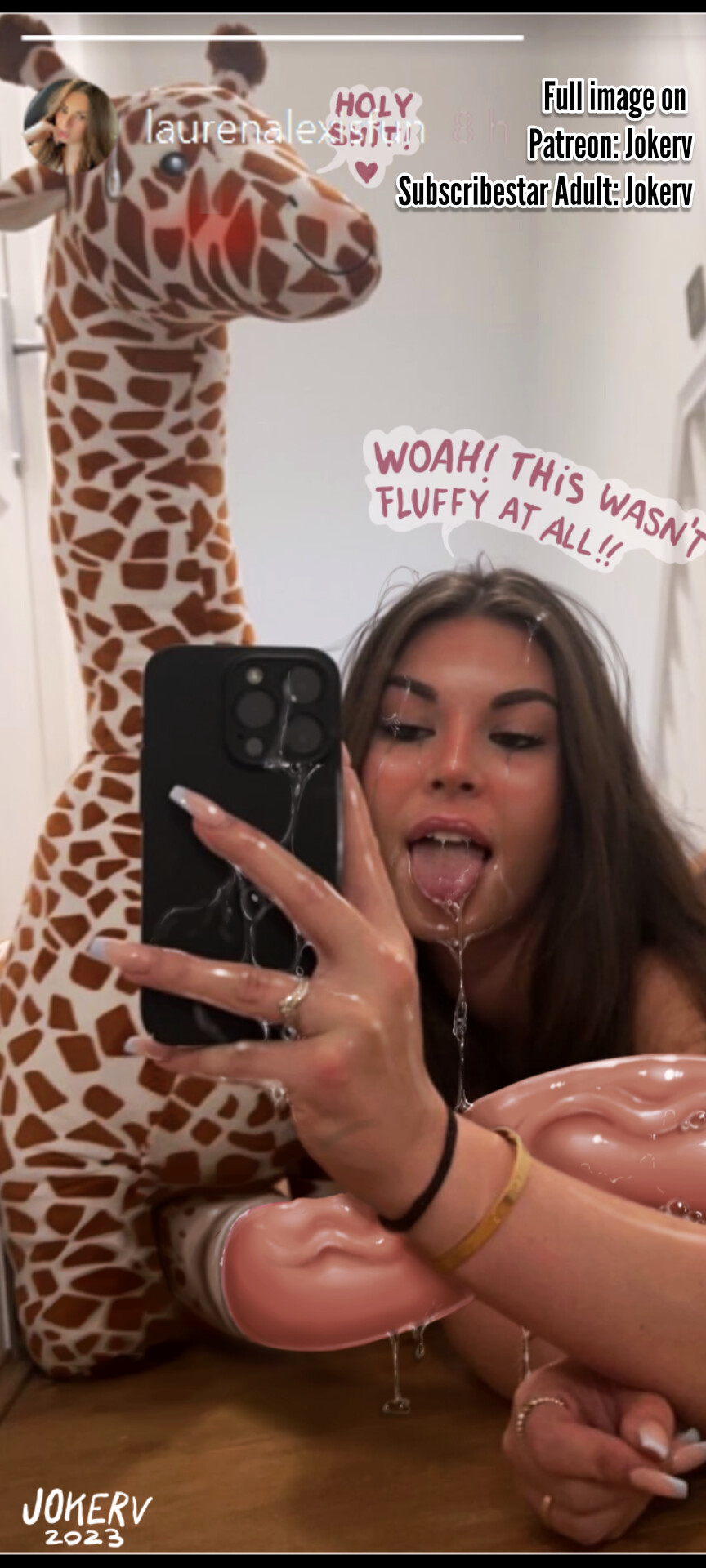 Instagram slut has a stuffed giraffe with a HUGE surprise (full by jokerv) - full by jokerv