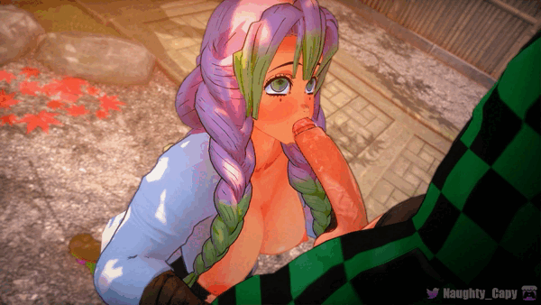 Mitsuri is obsessed with the taste of your dick, and she is not stopping any time soon. (OralHentai Anime GIF)