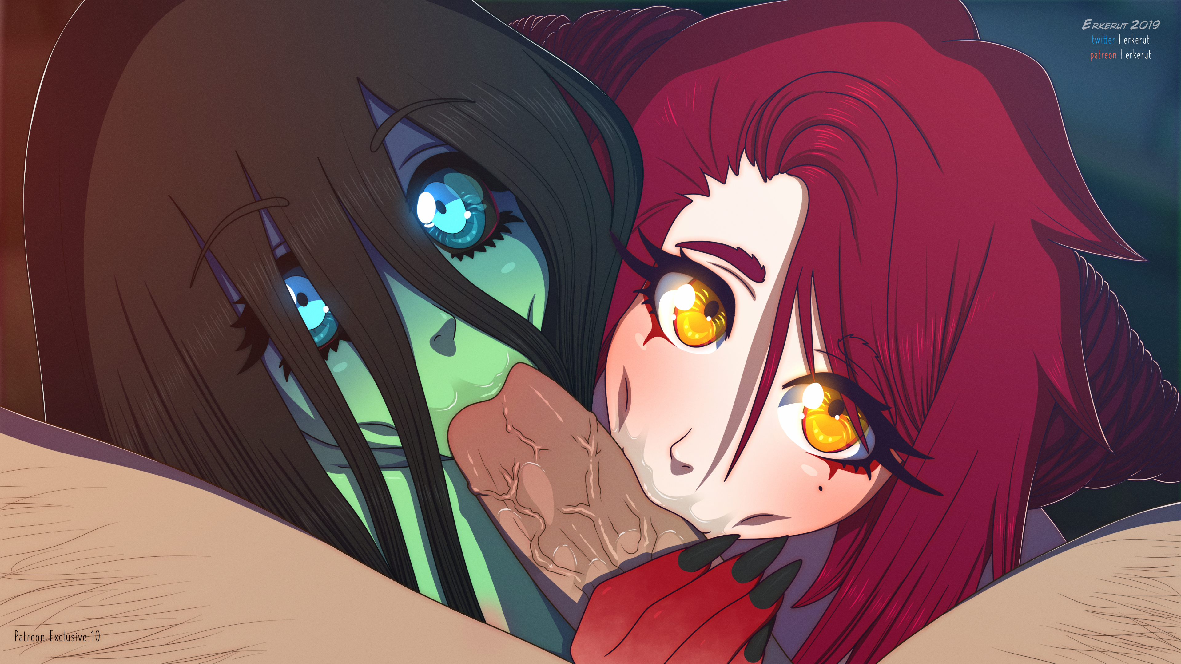 Samara and Ophelia sharing my cock between them (Erkerut) - Erkerut